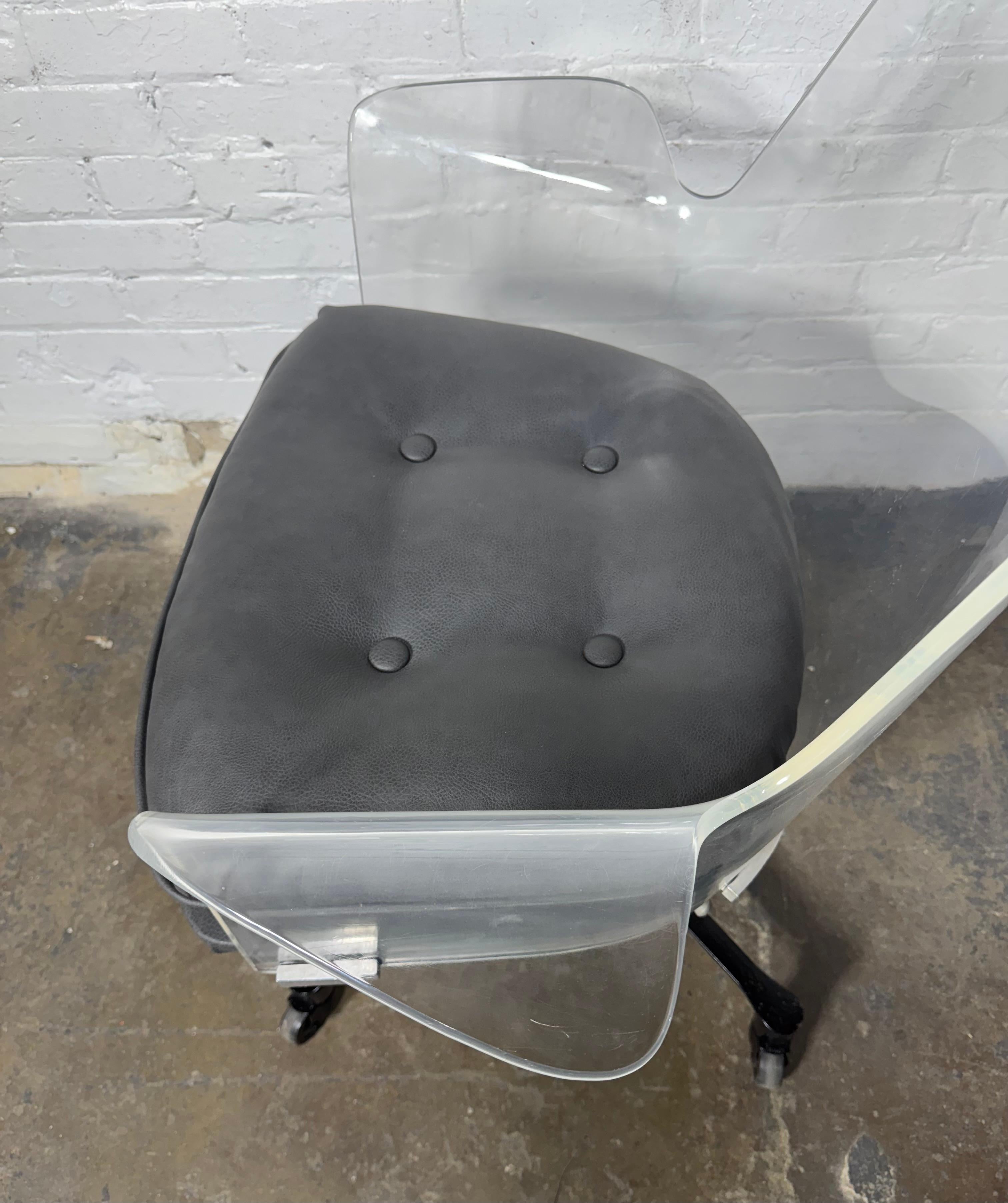 Post-Modern Lucite Tilt / Swivel Desk Chair For Sale