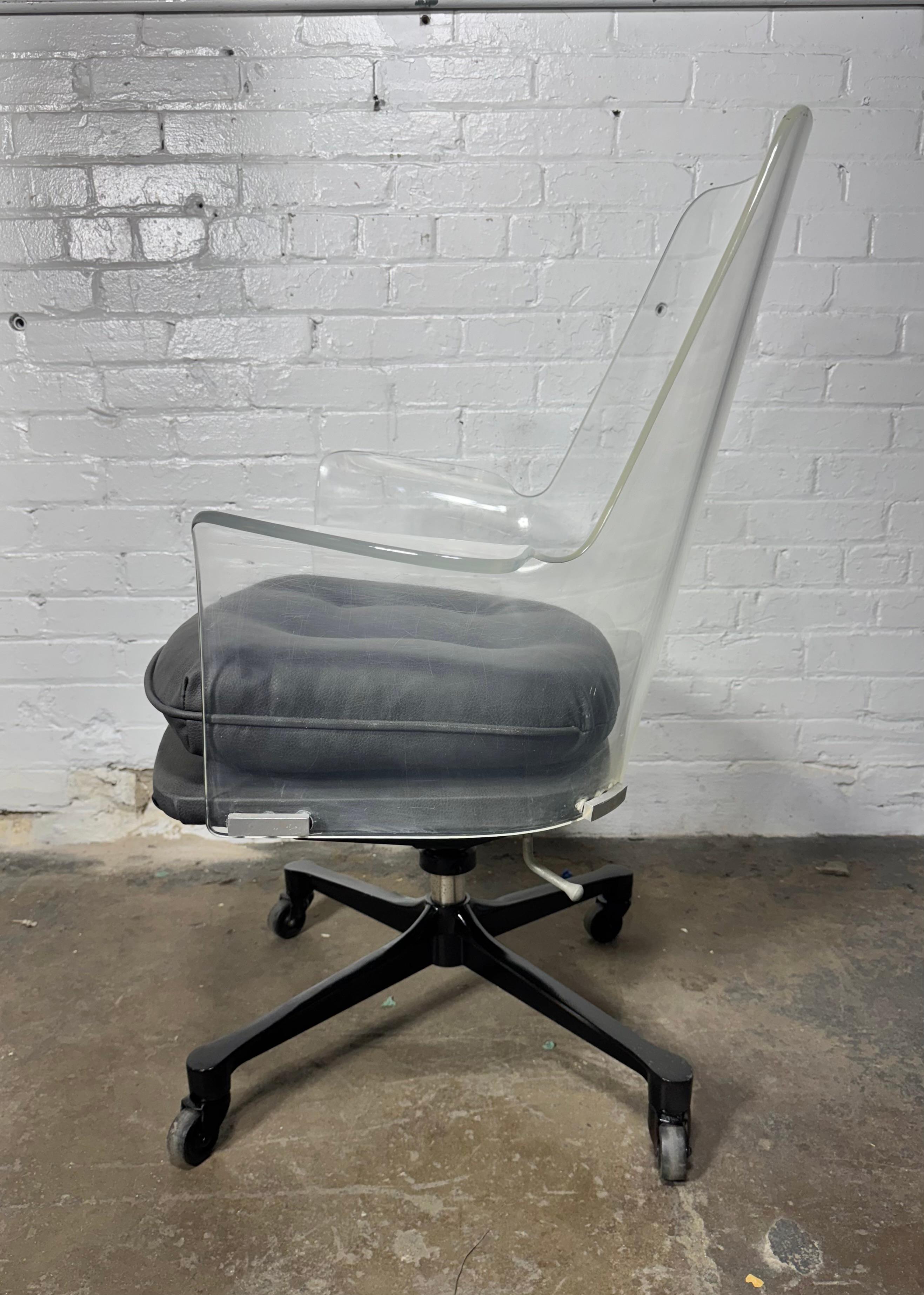 American Lucite Tilt / Swivel Desk Chair For Sale