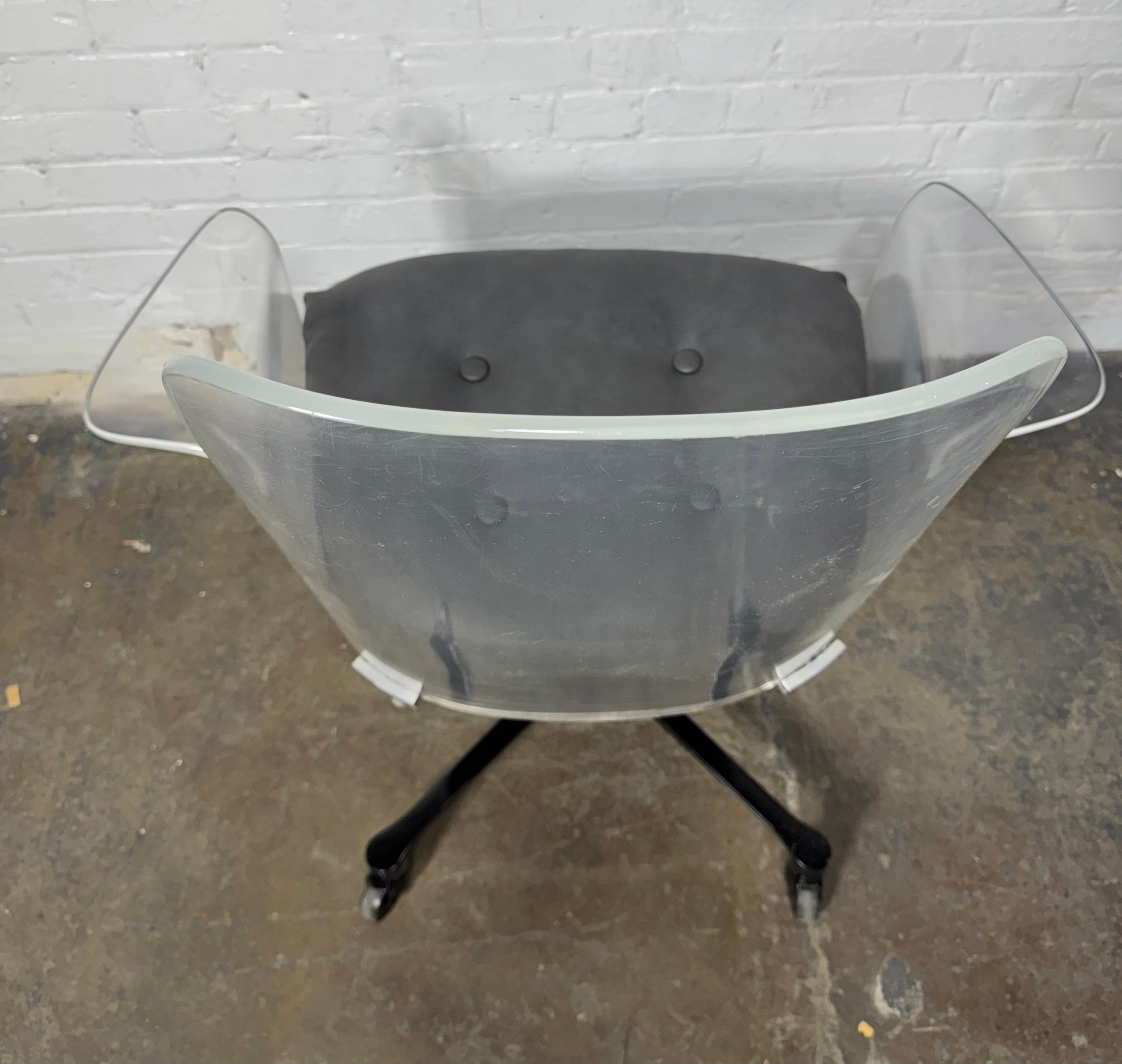 Lucite Tilt / Swivel Desk Chair In Good Condition For Sale In Buffalo, NY