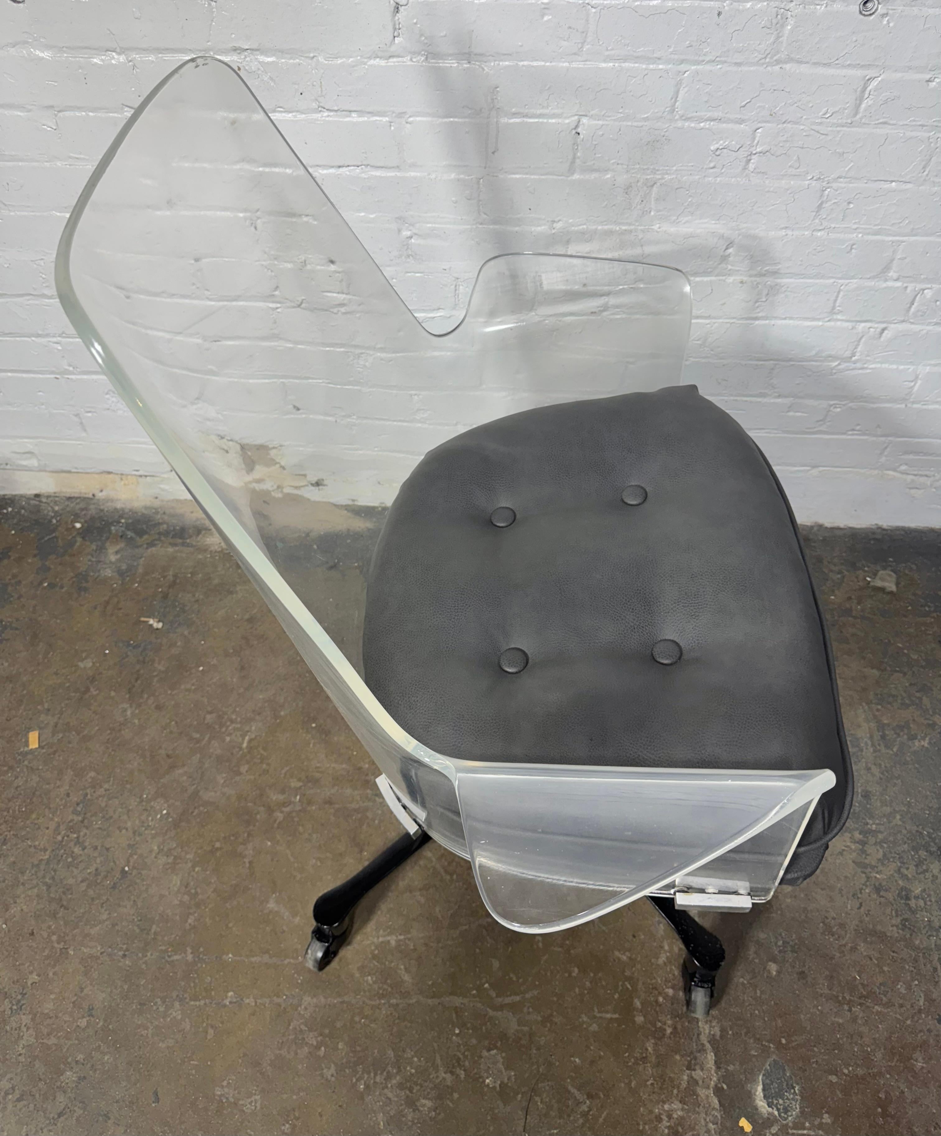 Mid-20th Century Lucite Tilt / Swivel Desk Chair For Sale