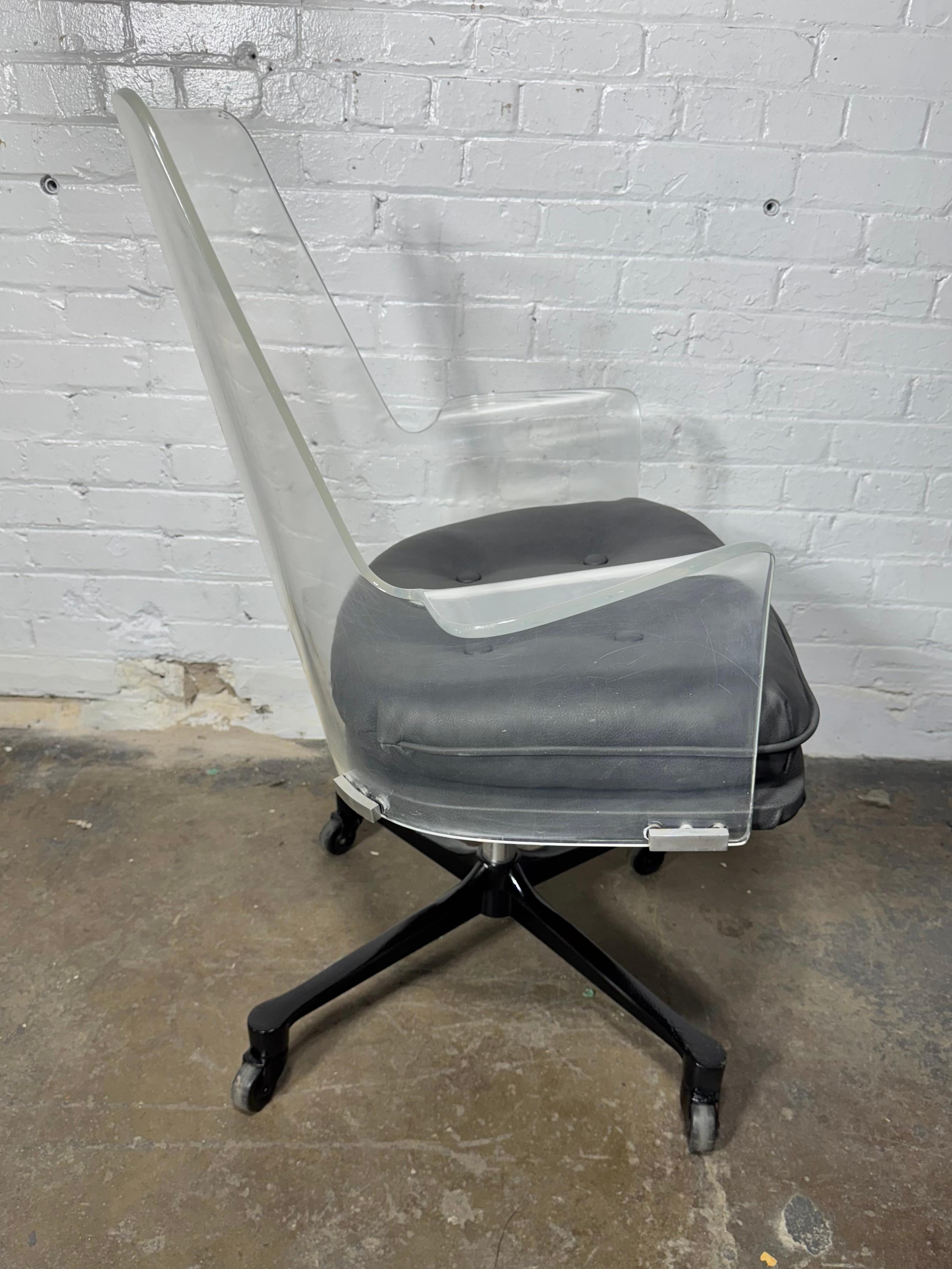 Aluminum Lucite Tilt / Swivel Desk Chair For Sale