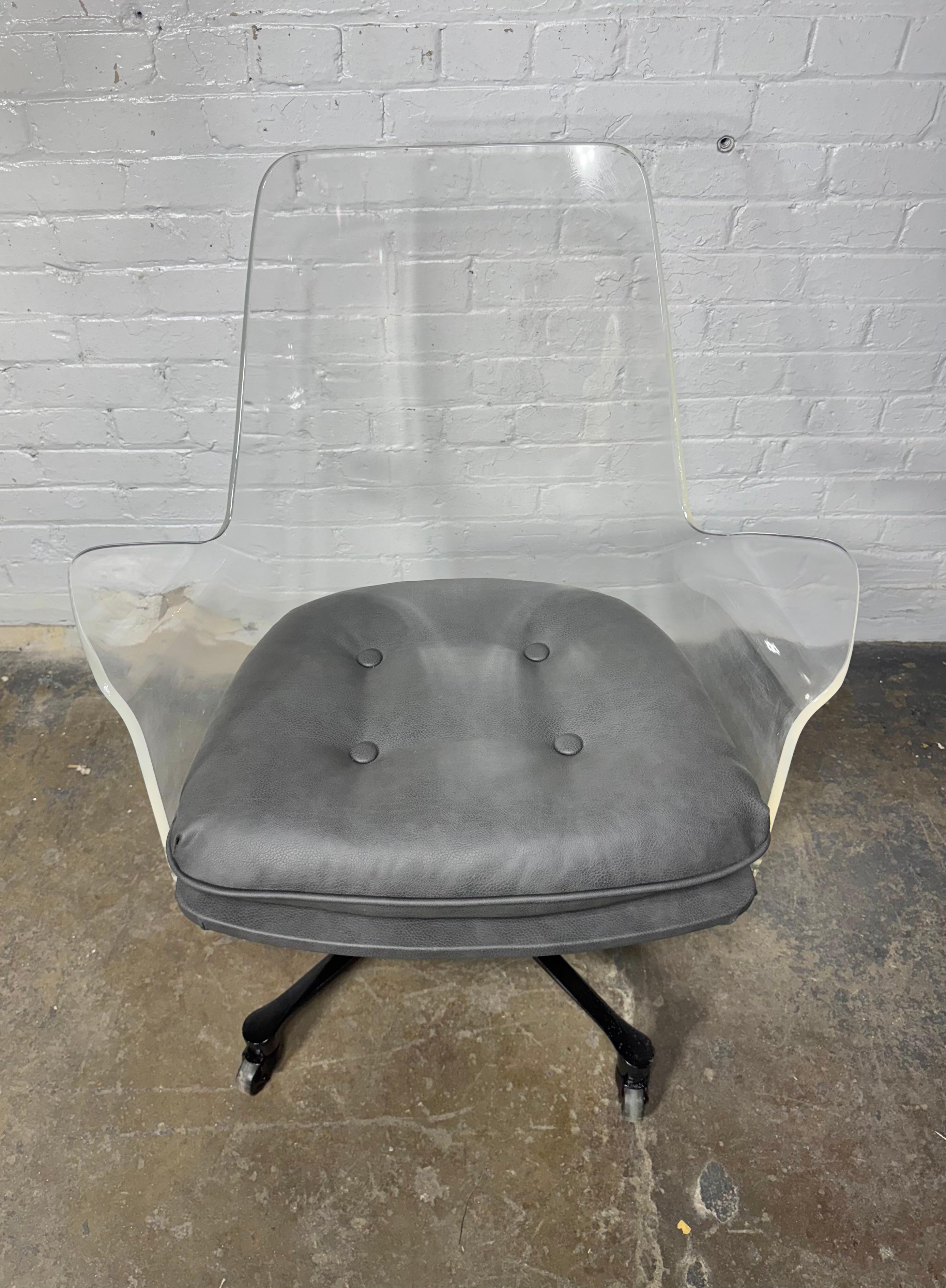 Lucite Tilt / Swivel Desk Chair For Sale 2