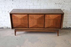 Mid-Century Modern Diamond Front Dresser or Credenza