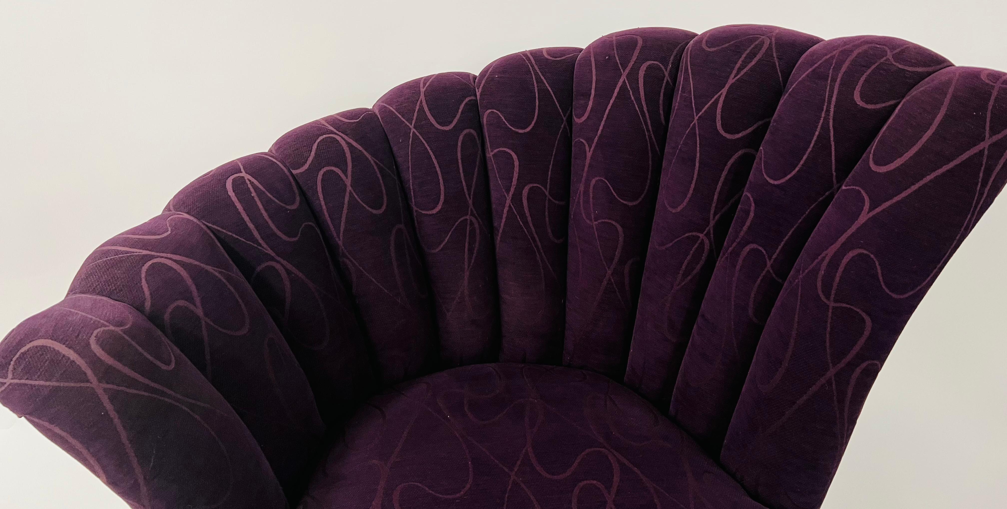 Mid-Century Modern Purple Fan Back Lounge Chair, a Pair 3