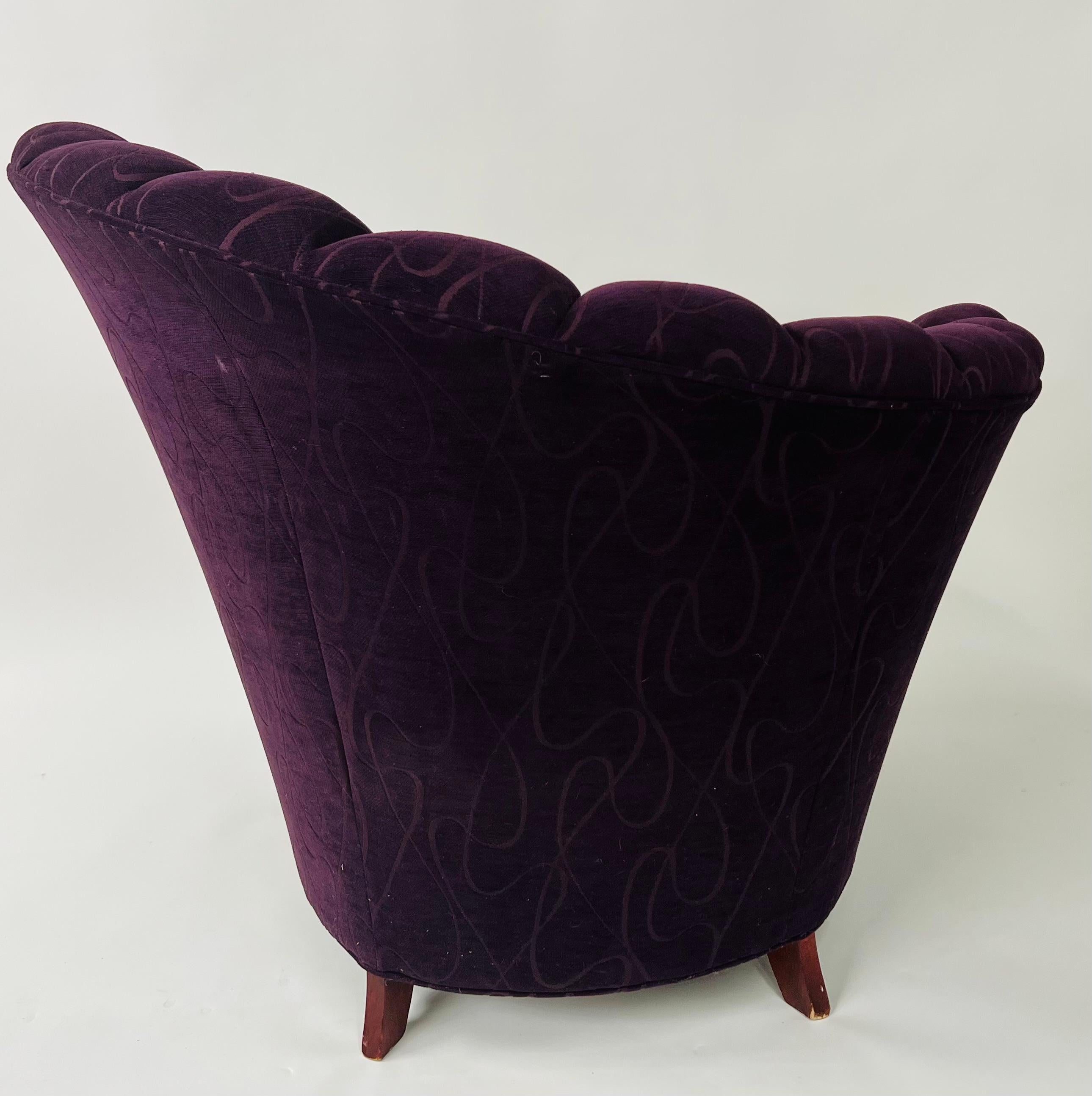 Mid-Century Modern Purple Fan Back Lounge Chair, a Pair 4