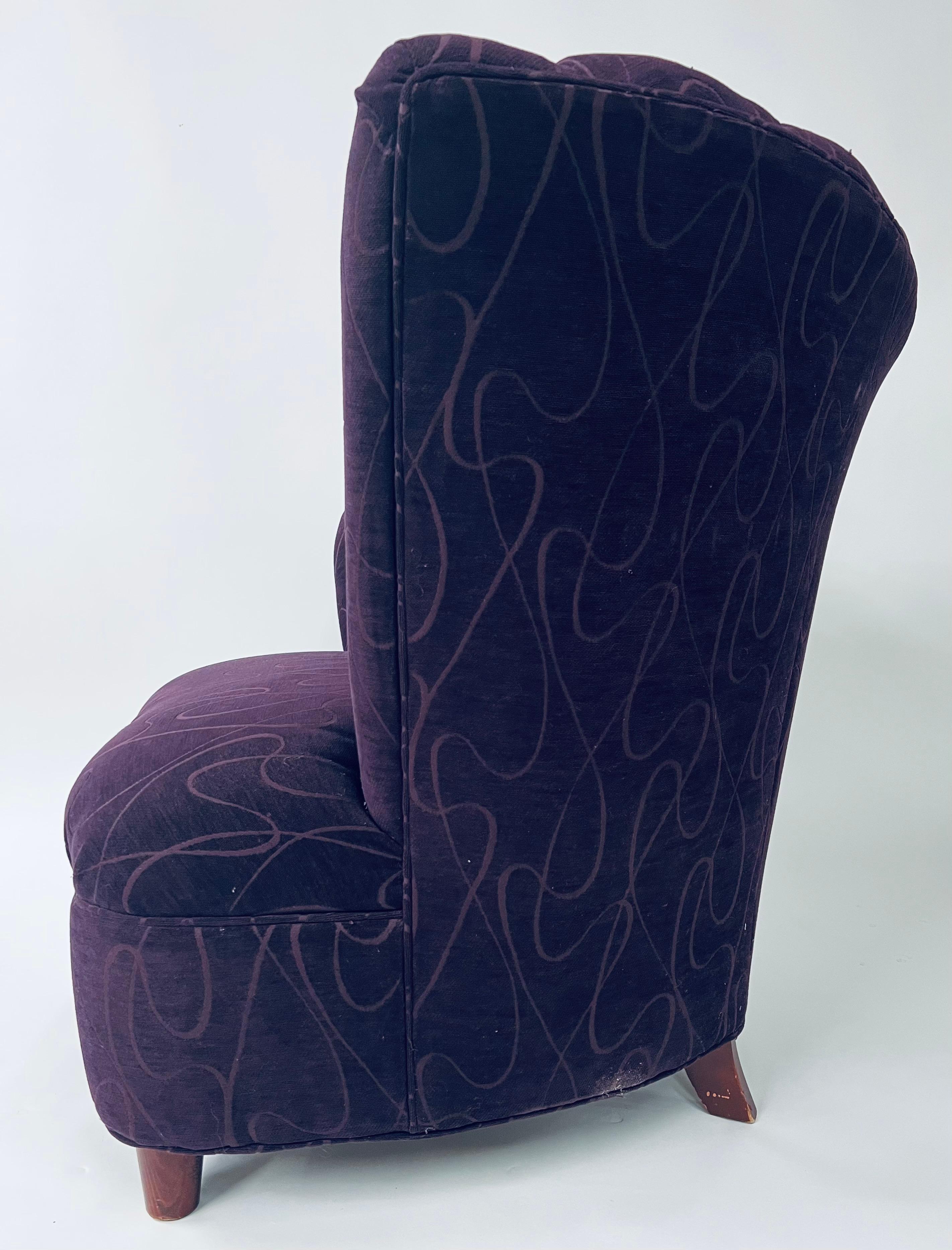 Mid-Century Modern Purple Fan Back Lounge Chair, a Pair 2