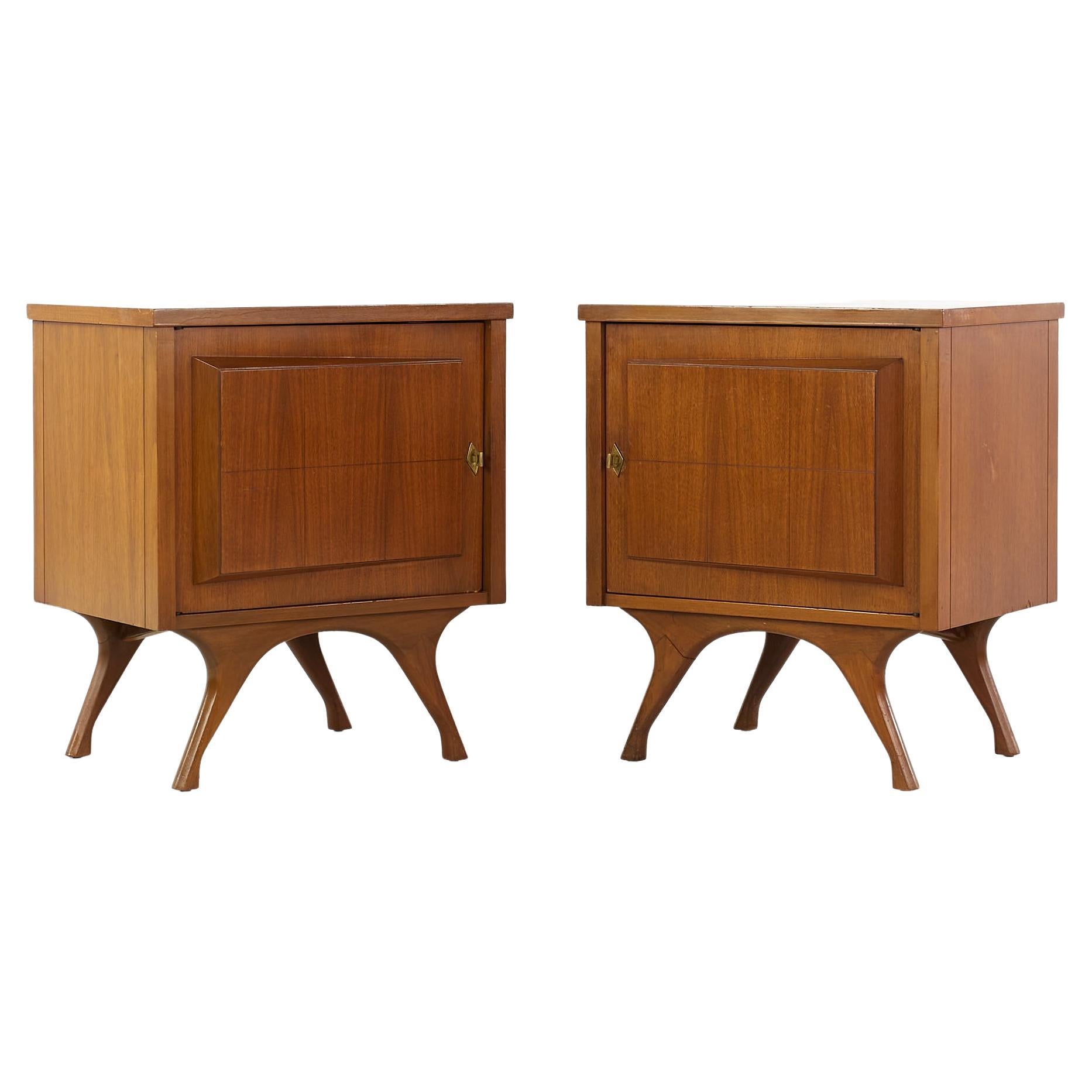 Canadian Brutalist Mid Century Walnut Nightstands, Pair at 1stDibs