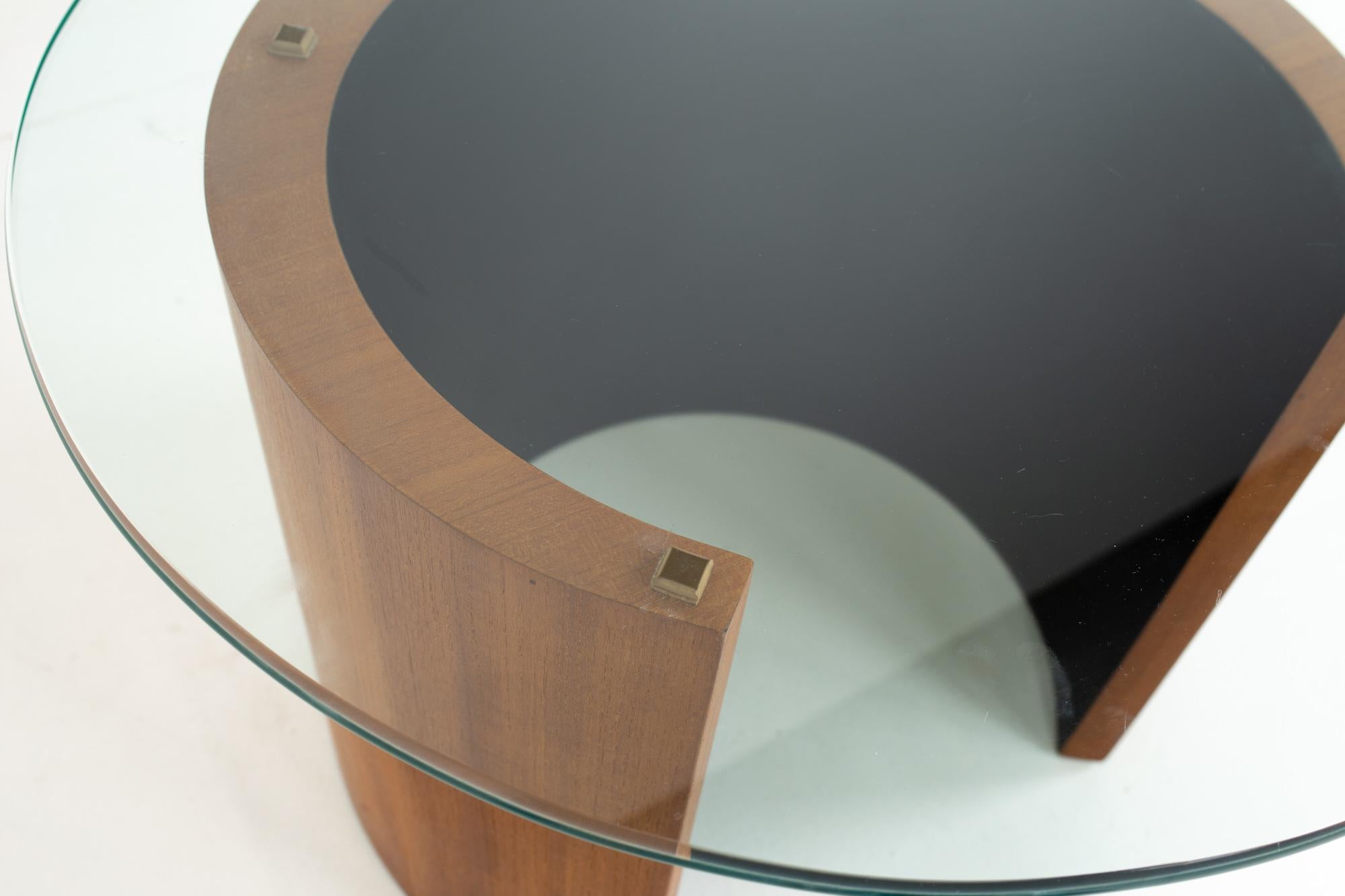 Glass Midcentury Walnut Side End Table