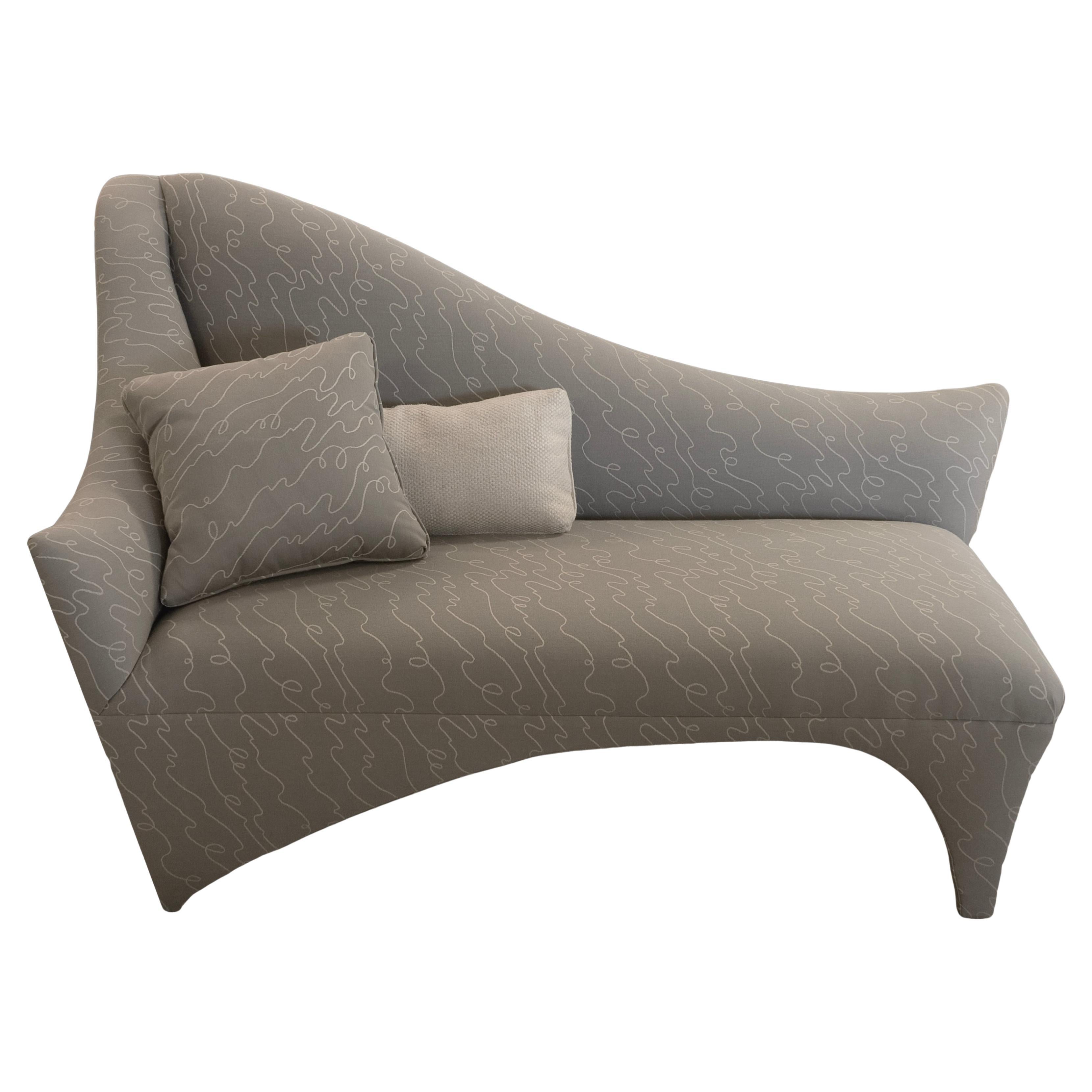 Vintage Postmodern Asymmetrical Settee Chaise Lounge Fabric Sofa Couch
