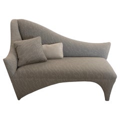 Vintage Postmodern Asymmetrical Settee Chaise Lounge Fabric Sofa Couch