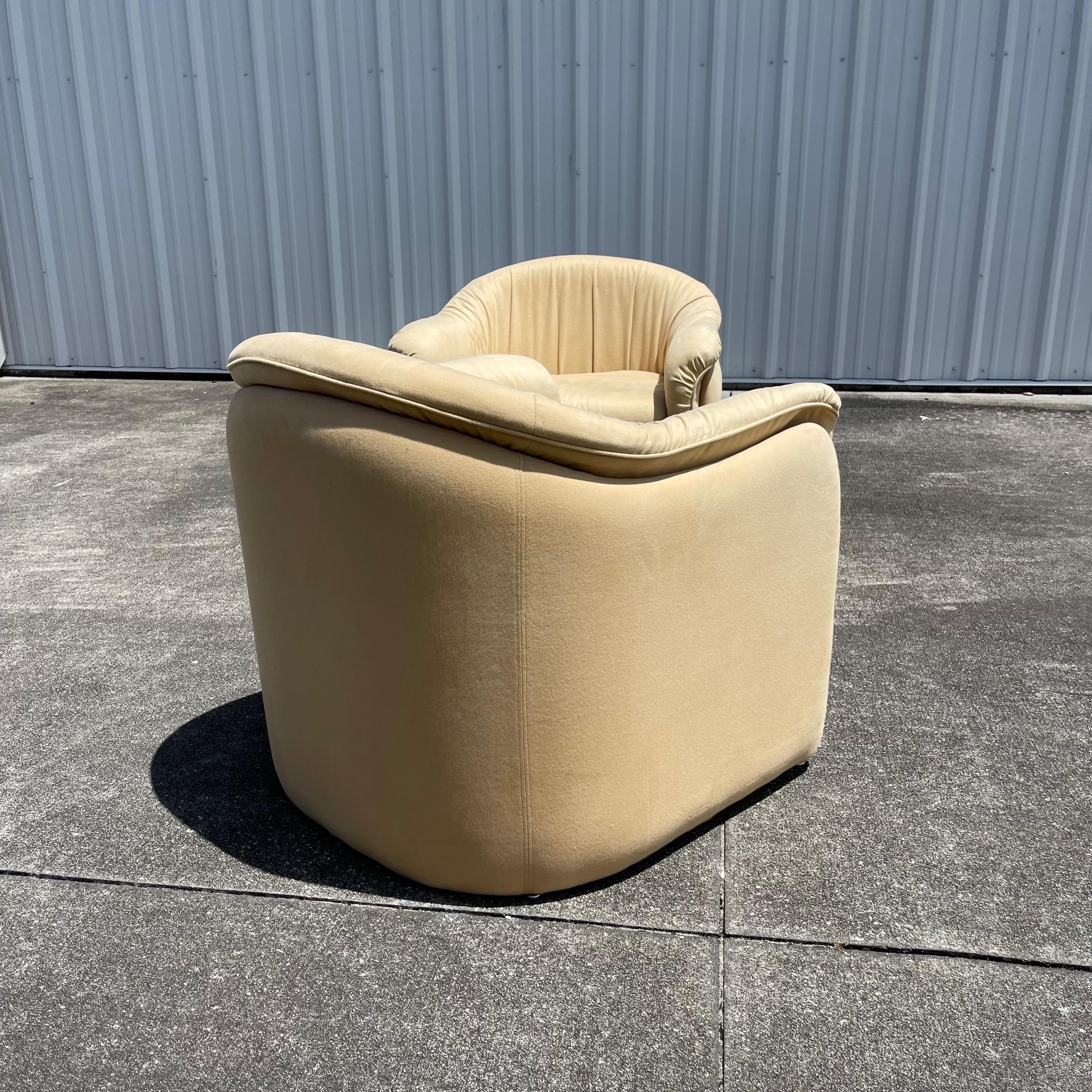 Preview Furniture Microfiber Barrel Tub Club Chair, a Pair In Fair Condition In Jensen Beach, FL
