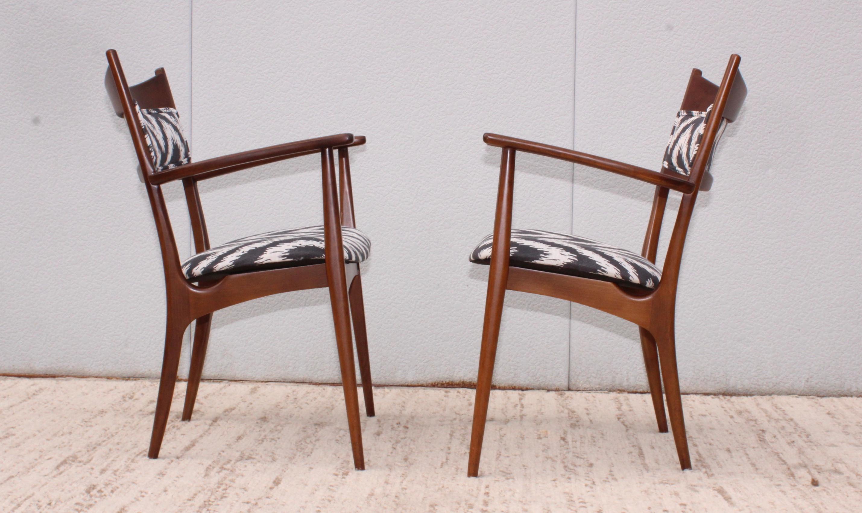 Walnut Mid-Century Modern Sculptural Dining Chairs