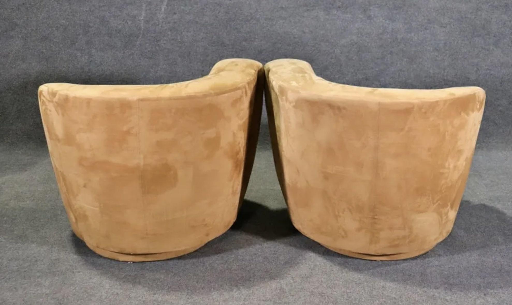 Mid-Century Modern Vladimir Kagan Style Swivel Chairs For Sale