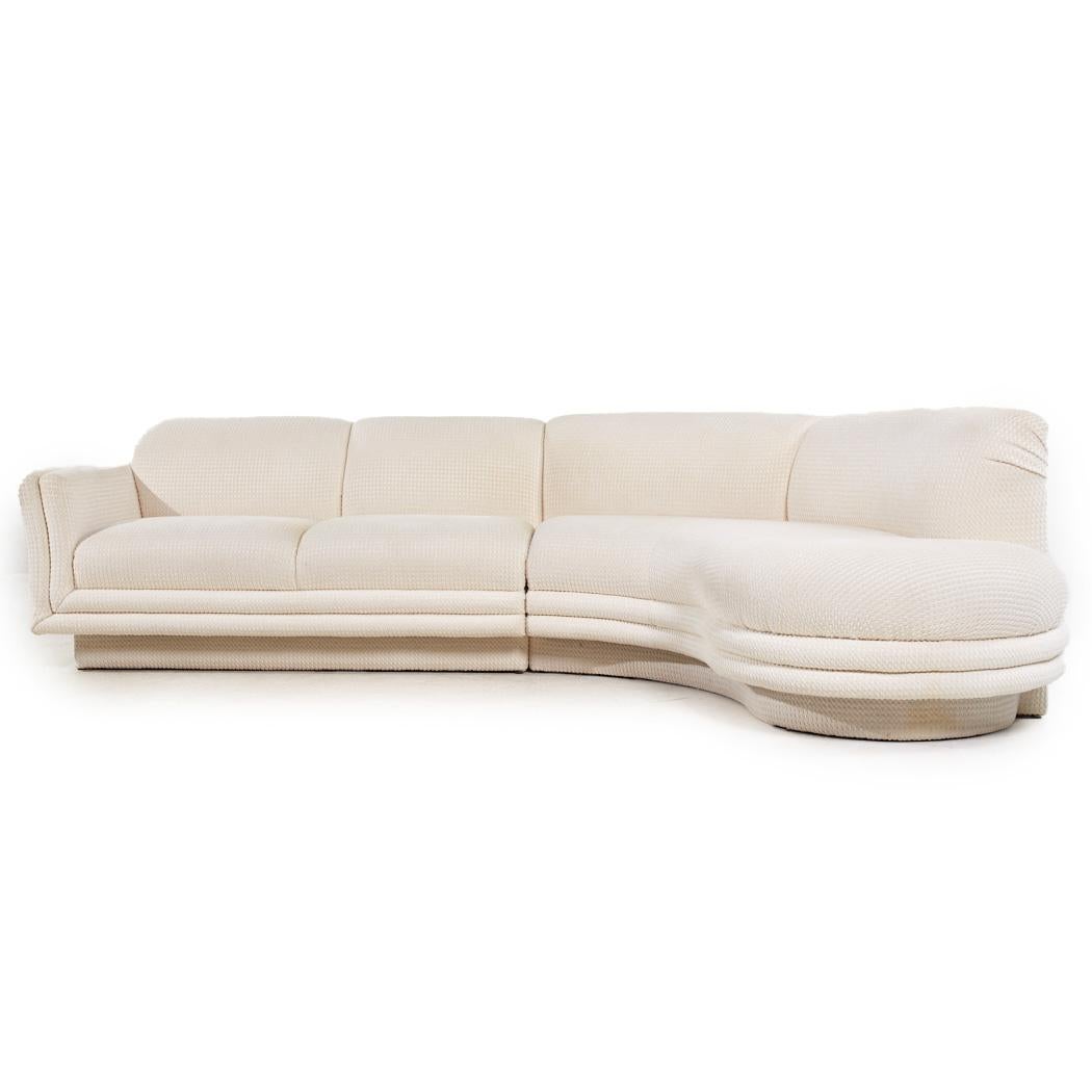 Mid-Century Modern Vladimir Kagan Style Weiman Mid Century Curved Sectional Sofa For Sale