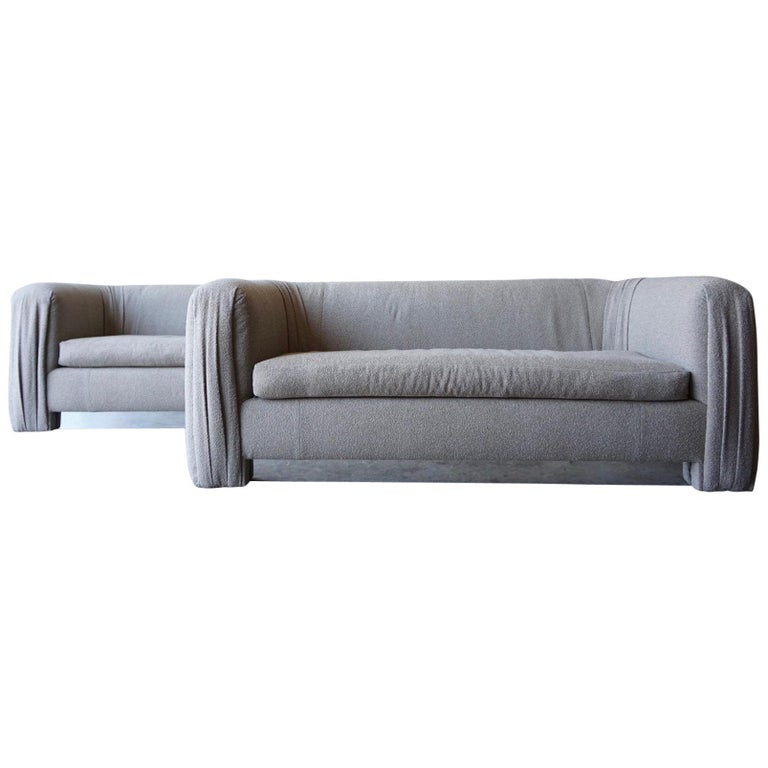 Pair of Vintage Curved Back Sofas For Sale at 1stDibs