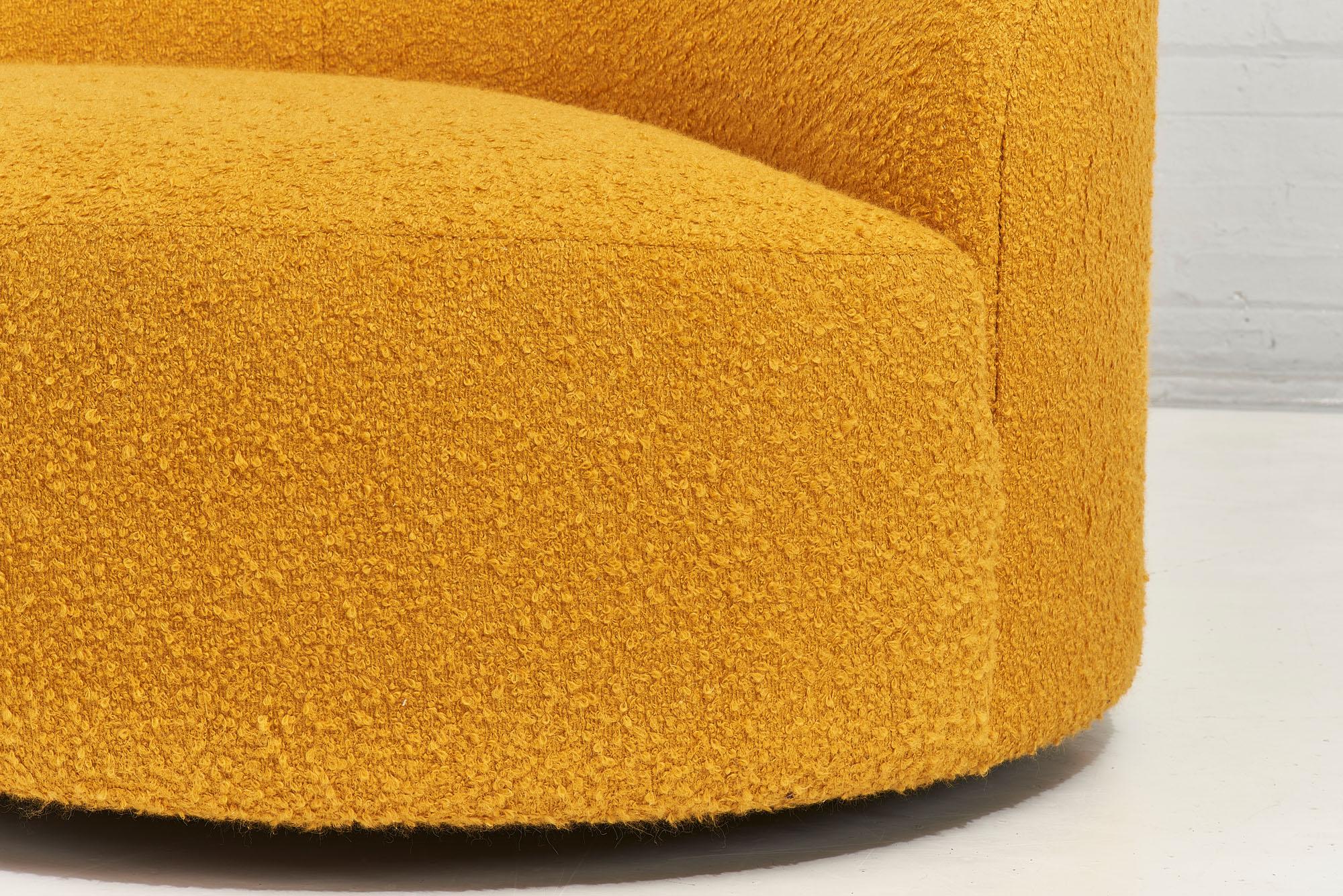 North American Vladimir Kagan Swivel Chaise in Goldenrod Boucle, Preview, 1990