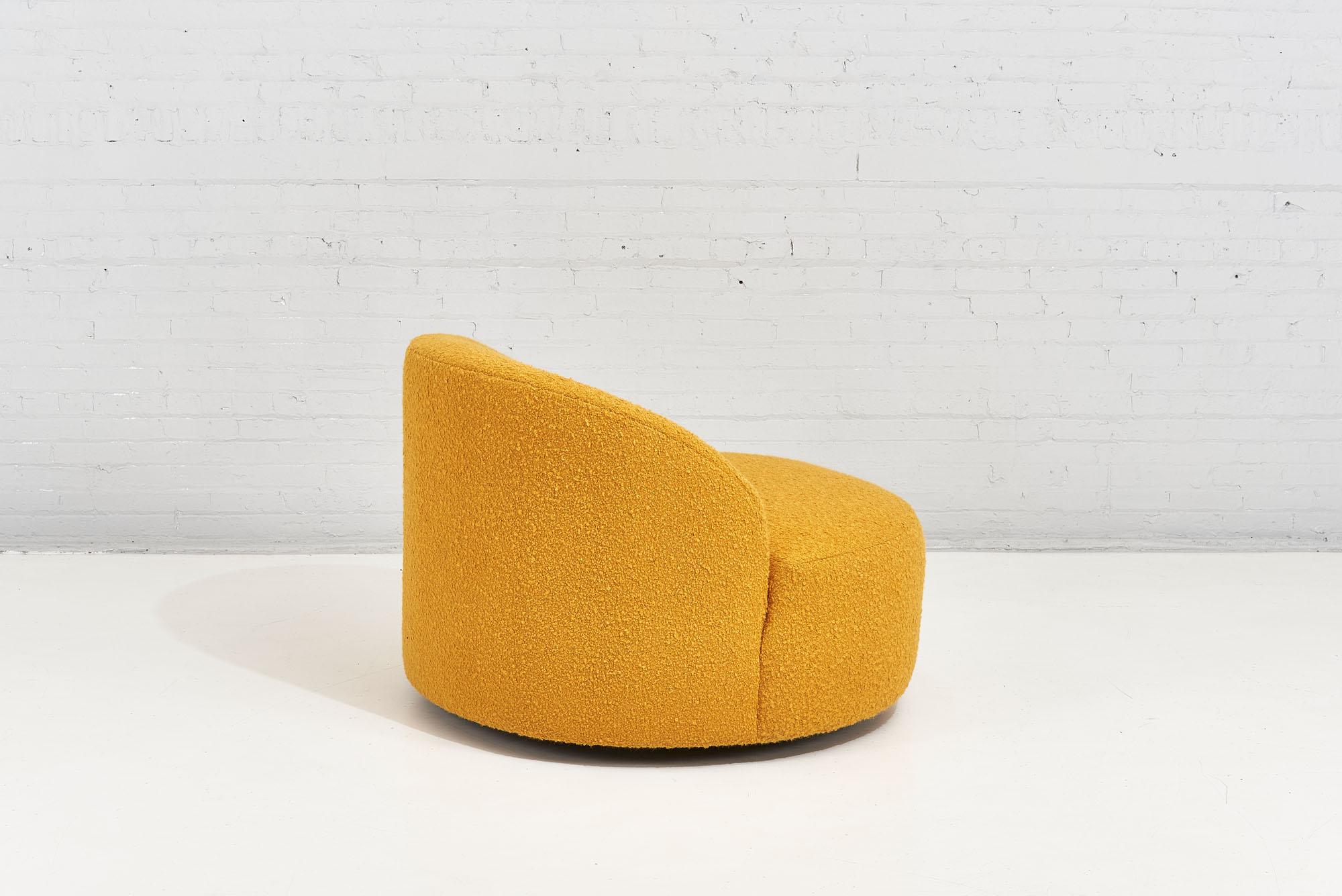Bouclé Vladimir Kagan Swivel Chaise in Goldenrod Boucle, Preview, 1990