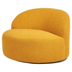 Vladimir Kagan Swivel Chaise in Goldenrod Boucle, Preview, 1990