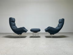 Vladimir Kagan Attributed Swiveling Lounge Chair and Ottoman