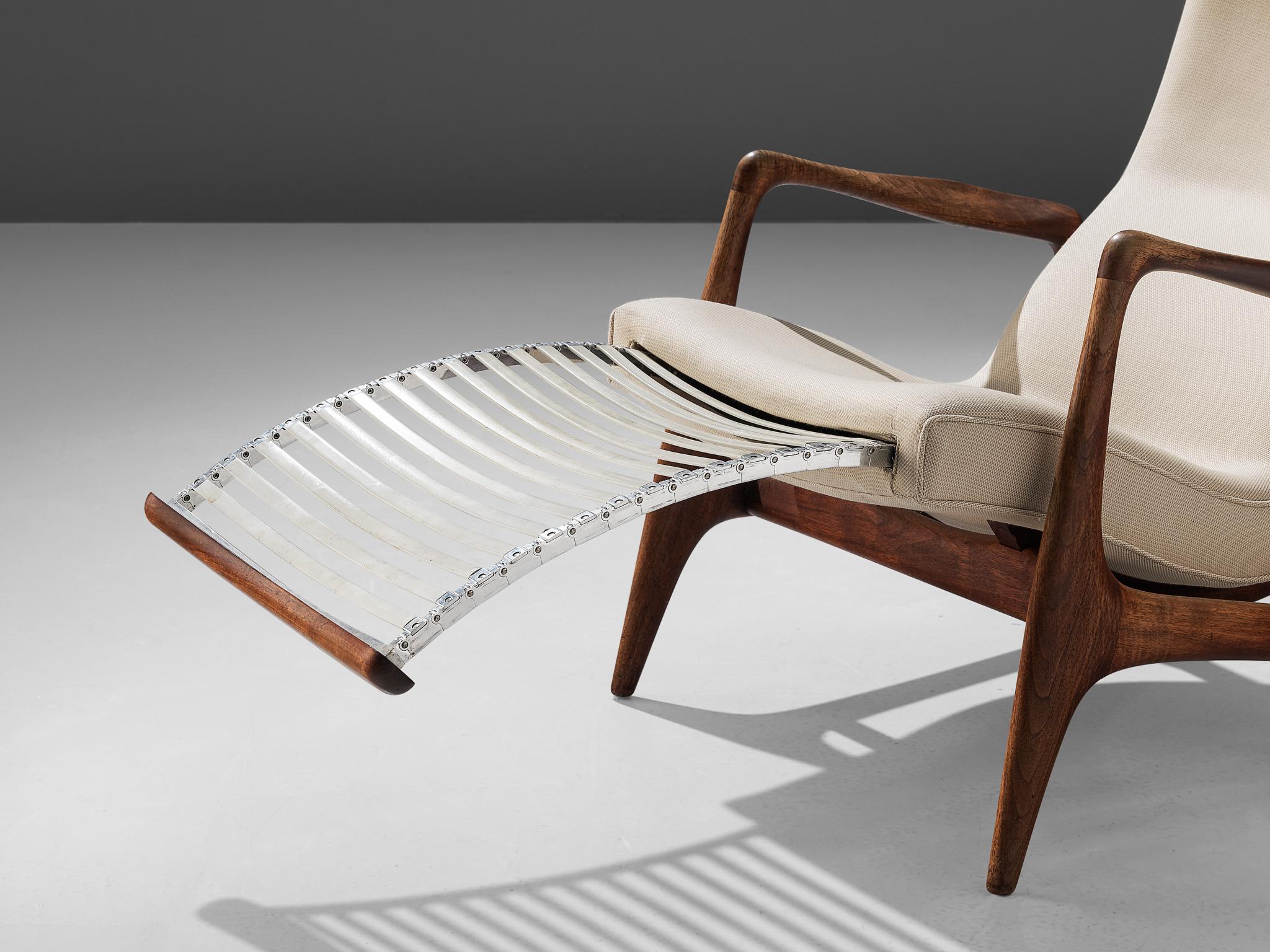 Vladimir Kagan Teak and Ivory Fabric 'Contour' Chair 1
