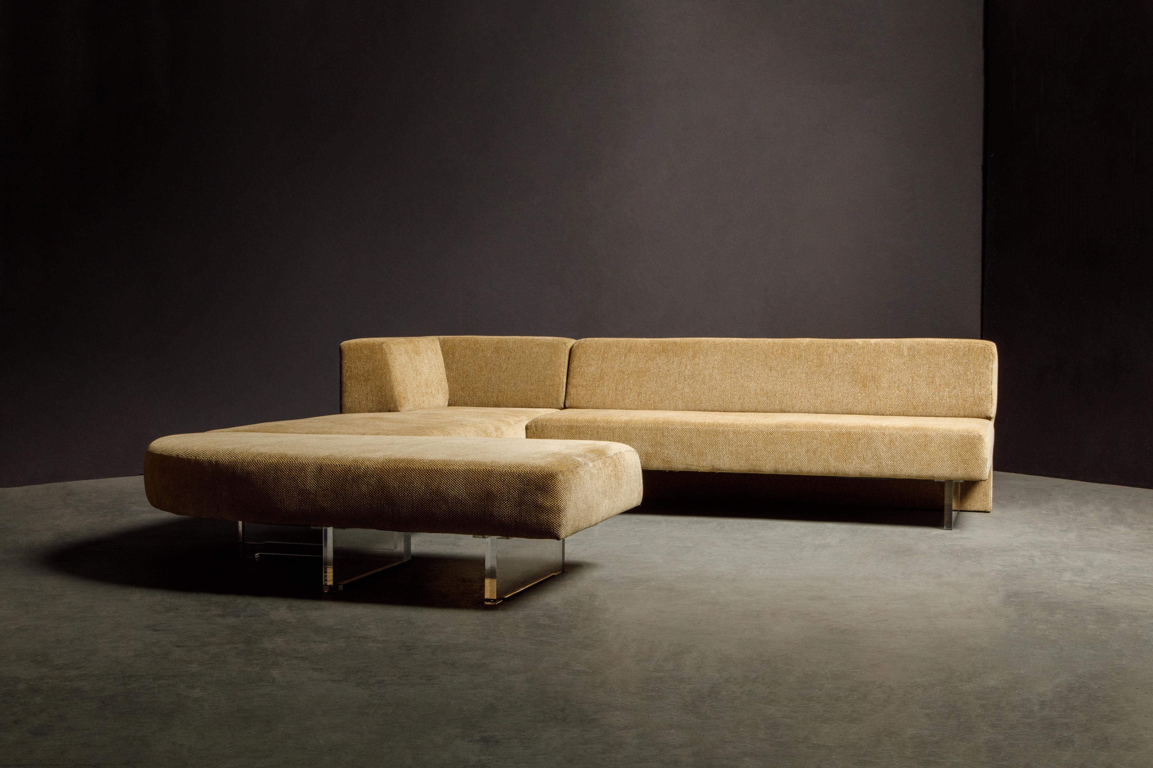 This incredible sectional sofa is by Vladimir Kagan, called the 'Omnibus' seating system. Designed in the 1960s, the Omnibus has remained as one of the most prolific and unique sectional sofa designs spanning all decades since, celebrated by modern