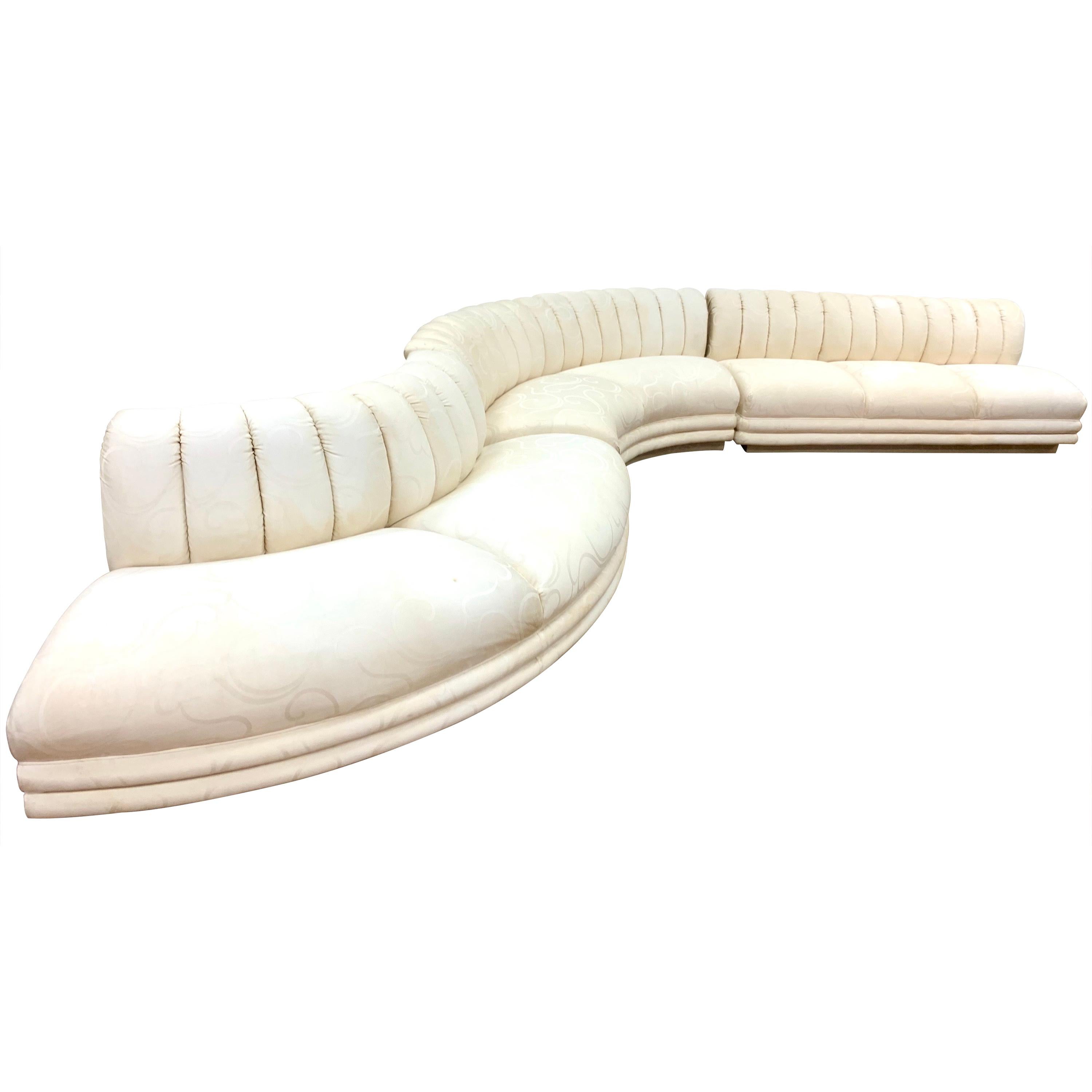 Vladimir Kagan Three Piece Serpentine Modular Sectional Sofa Midcentury