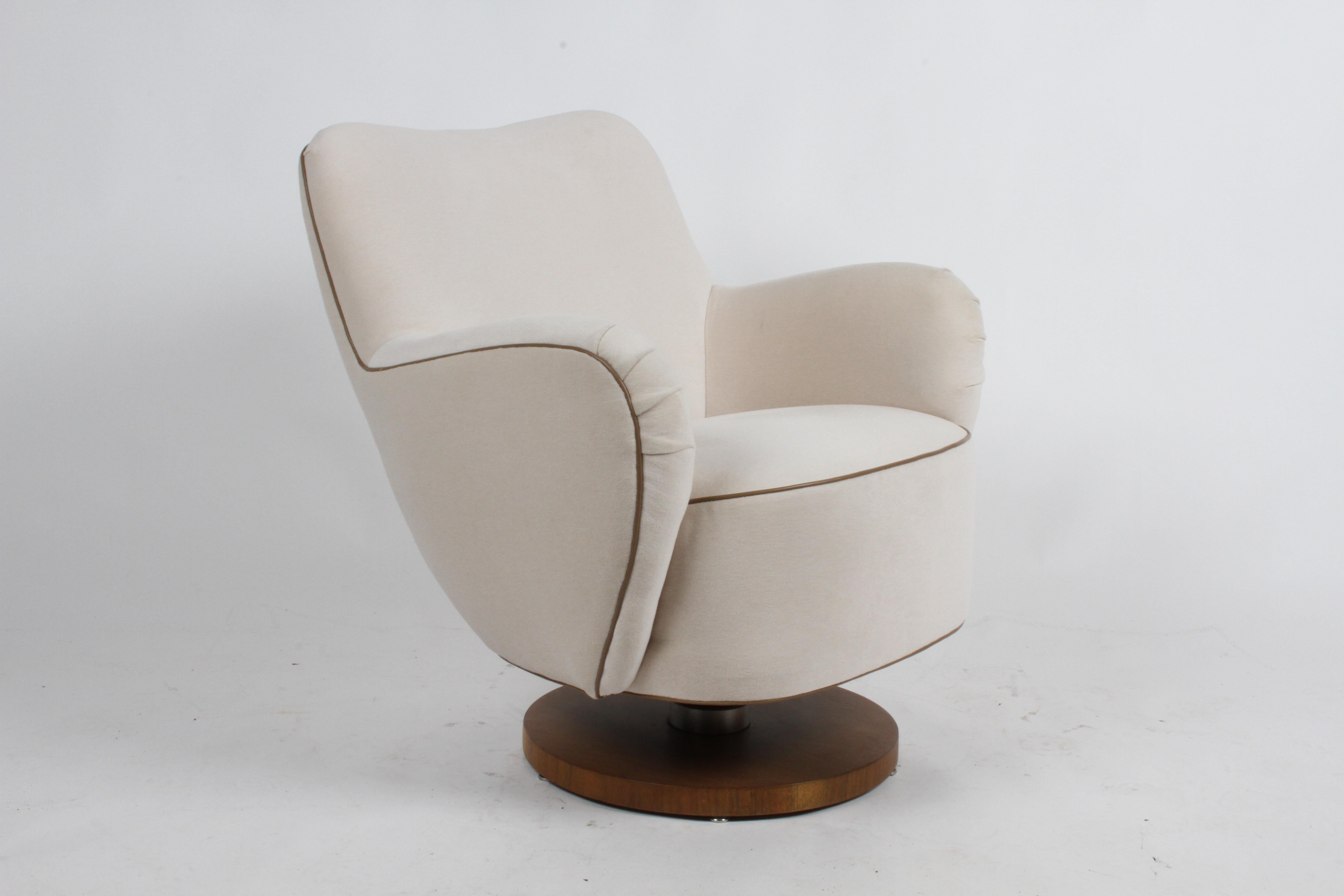 Vladimir Kagan Tilt-Swivel Barrel Lounge Chair Model 100-S w/ Holly Hunt Velvet 1
