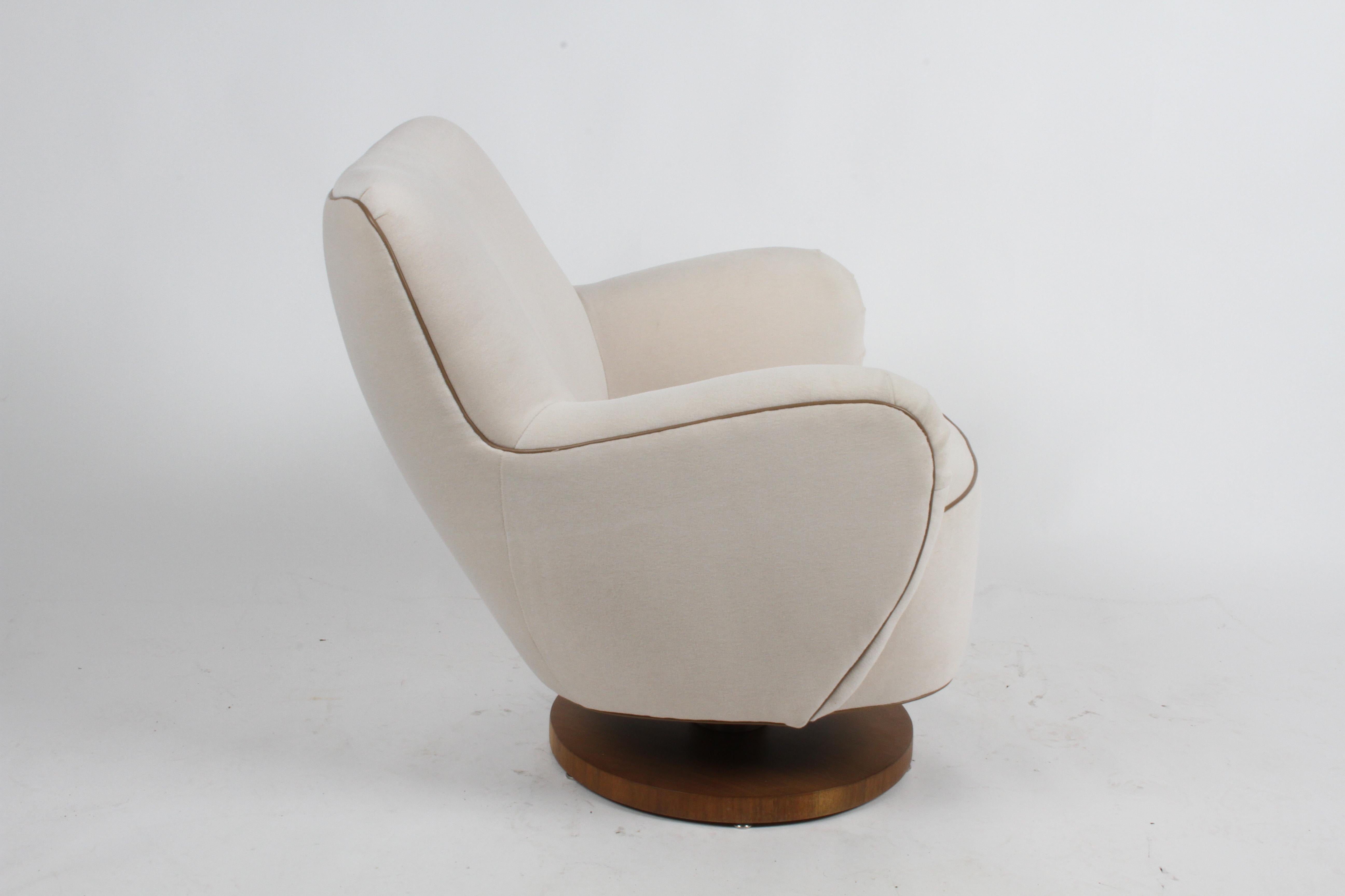 Mid-20th Century Vladimir Kagan Tilt-Swivel Barrel Lounge Chair Model 100-S w/ Holly Hunt Velvet