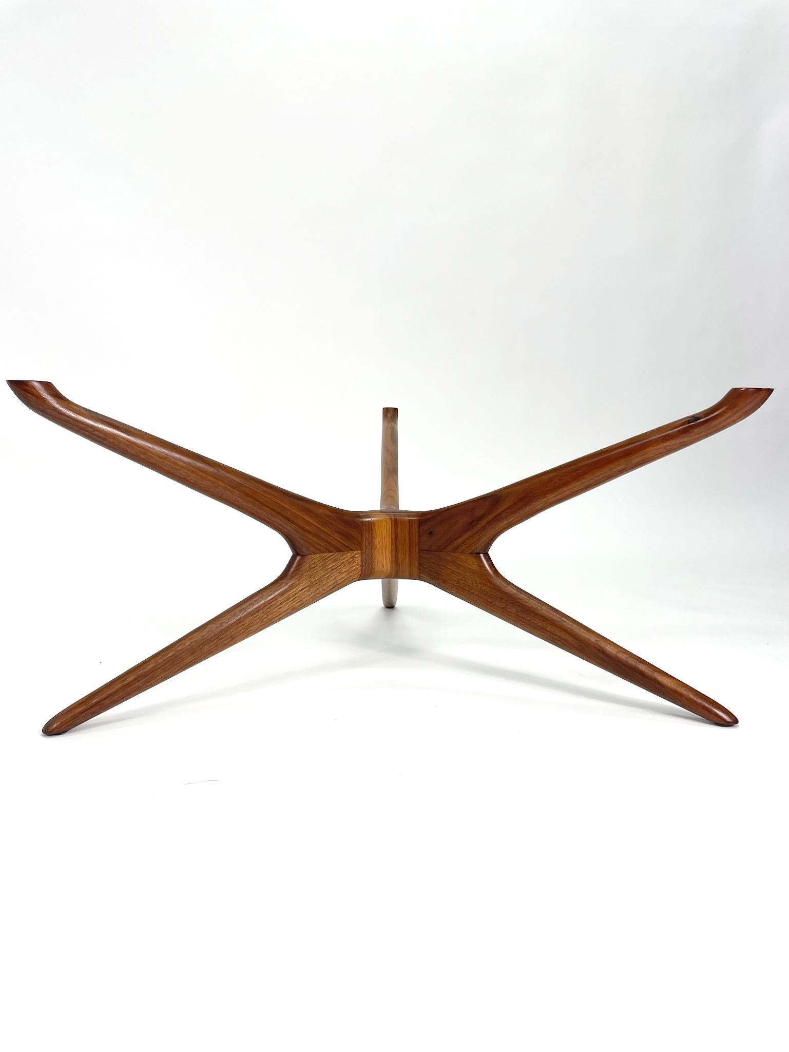 Mid-Century Modern Vladimir Kagan Tri-Symmetric Coffee Table in Walnut with Glass Top