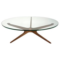 Vintage Vladimir Kagan Tri-Symmetric Coffee Table in Walnut with Glass Top