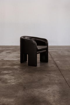 Vladimir Kagan Tripod Armchair for Weiman, Black Leather, 1980