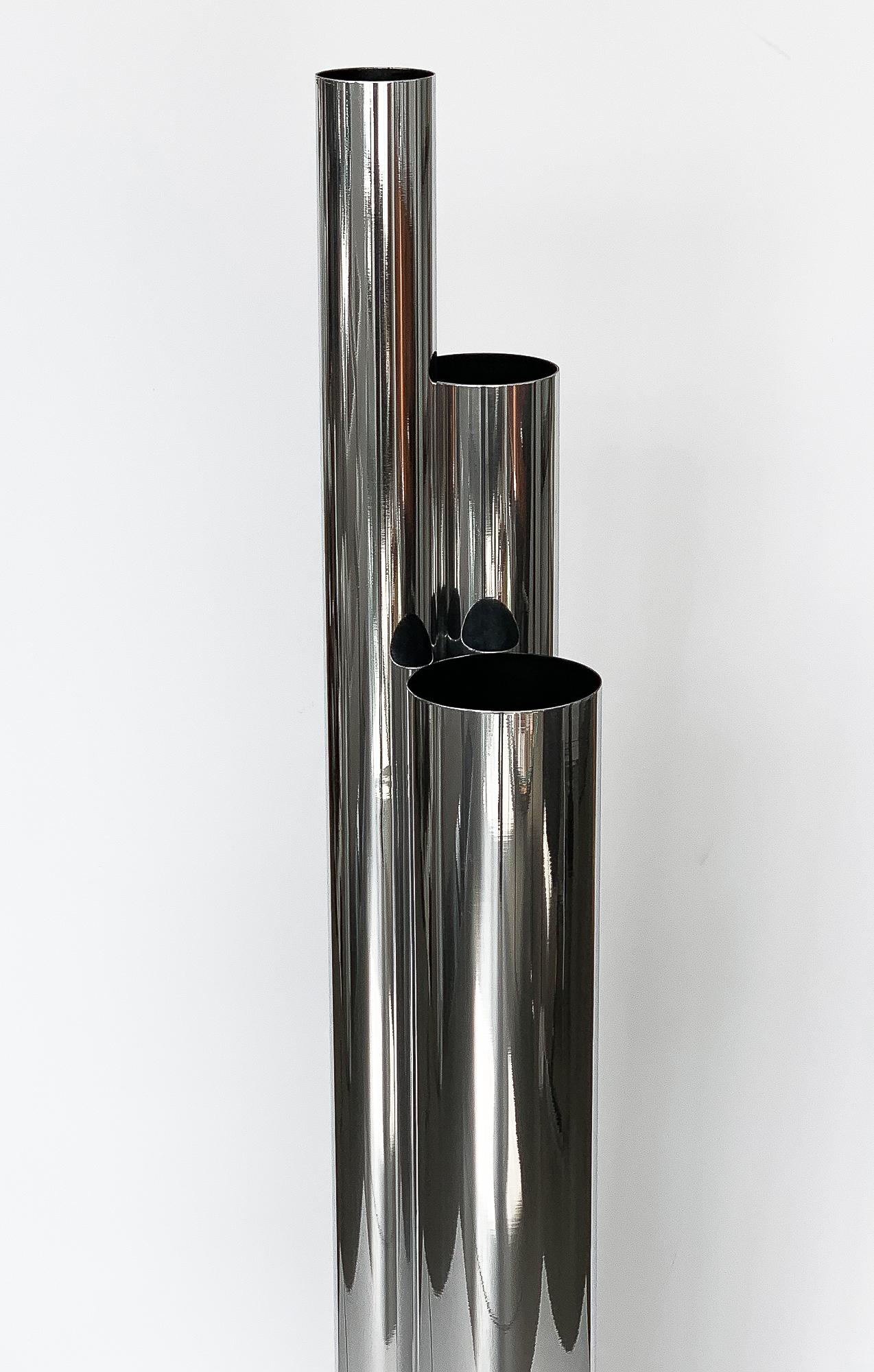 Tubular Polished Aluminum Skyscraper Floor Lamp 4