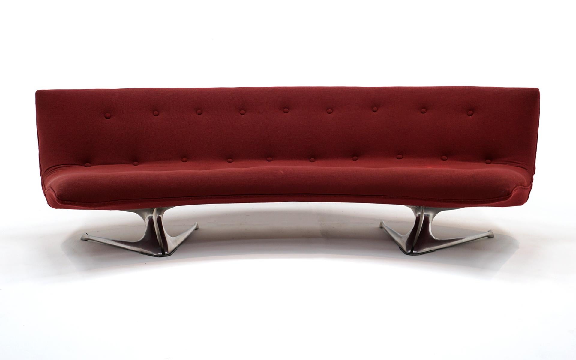 Aluminum Vladimir Kagan Unicorn sofa for Kagan Designs, 1967.  Very Rare.  One Owner.  For Sale