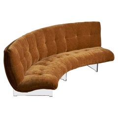 Vladimir Kagan, "Unicorn" Sofa, Lucite, Velvet, USA, c. 1975