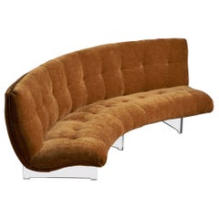 Vladimir Kagan, "Unicorn" Sofa, Lucite, Velvet, USA, c. 1975