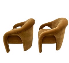 Mid-Century Velvet Arm Chairs, a Pair