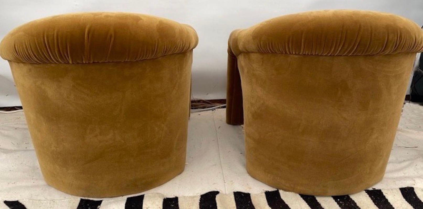 American Mid-Century Velvet Arm Chairs, a Pair