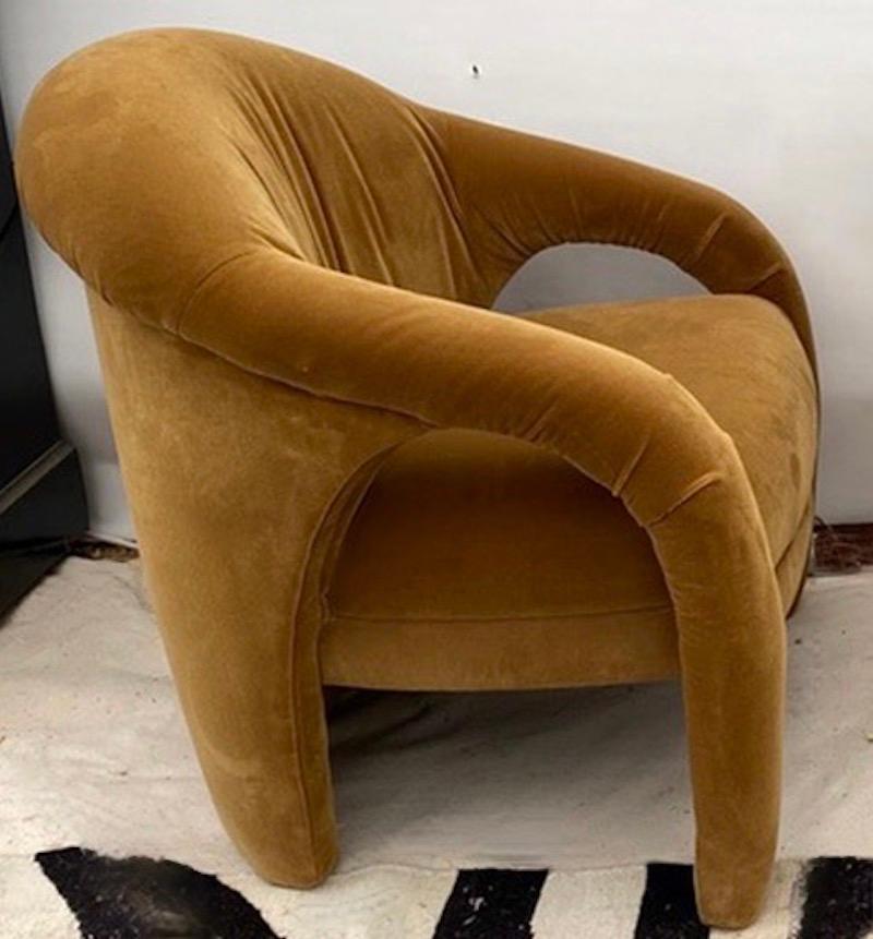 20th Century Mid-Century Velvet Arm Chairs, a Pair