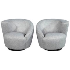 Vladimir Kagan Retro Circa 1970's Swivel Parlor Chairs