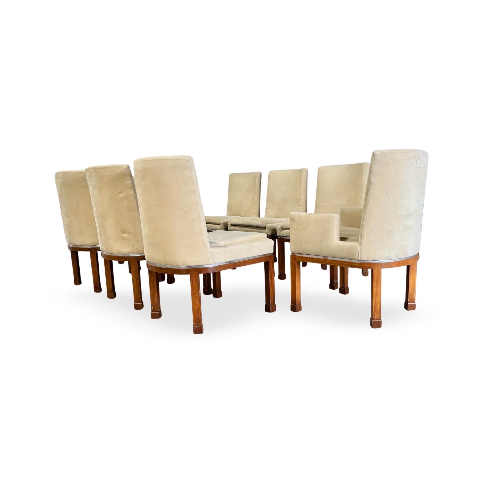 Fabric Vladimir Kagan Vintage Signed Dining Chairs, Set Of Eight c. 1970s For Sale
