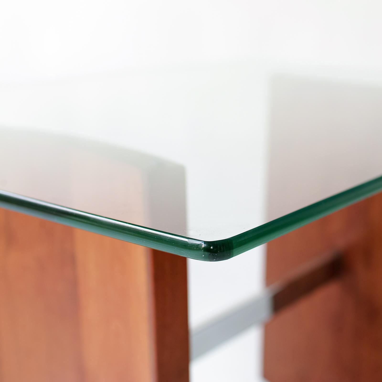 Vladimir Kagan Walnut and Glass End Tables For Sale 8