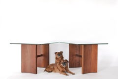 Vladimir Kagan Walnut and Glass End Tables