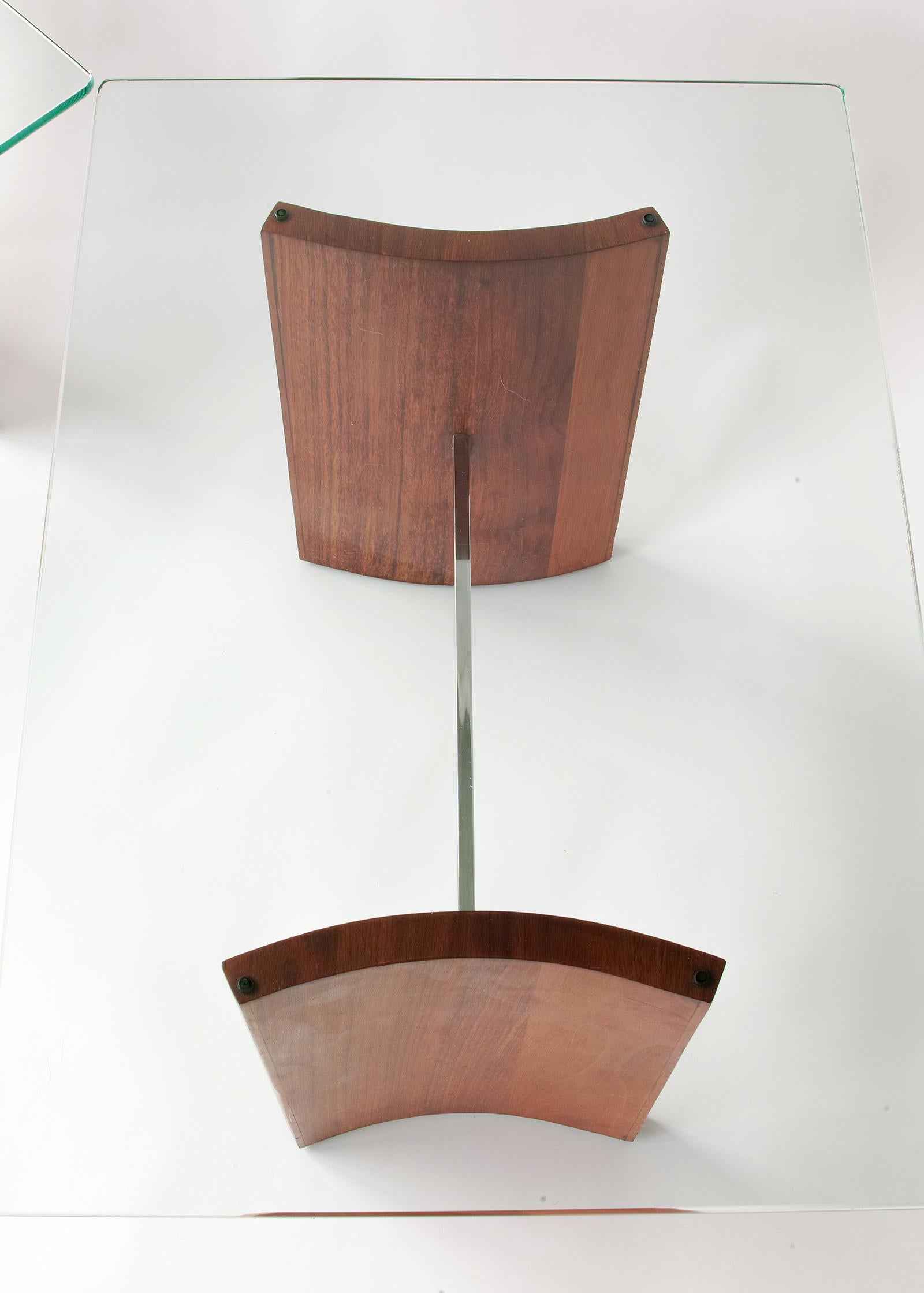 American Vladimir Kagan Walnut and Glass End Tables For Sale