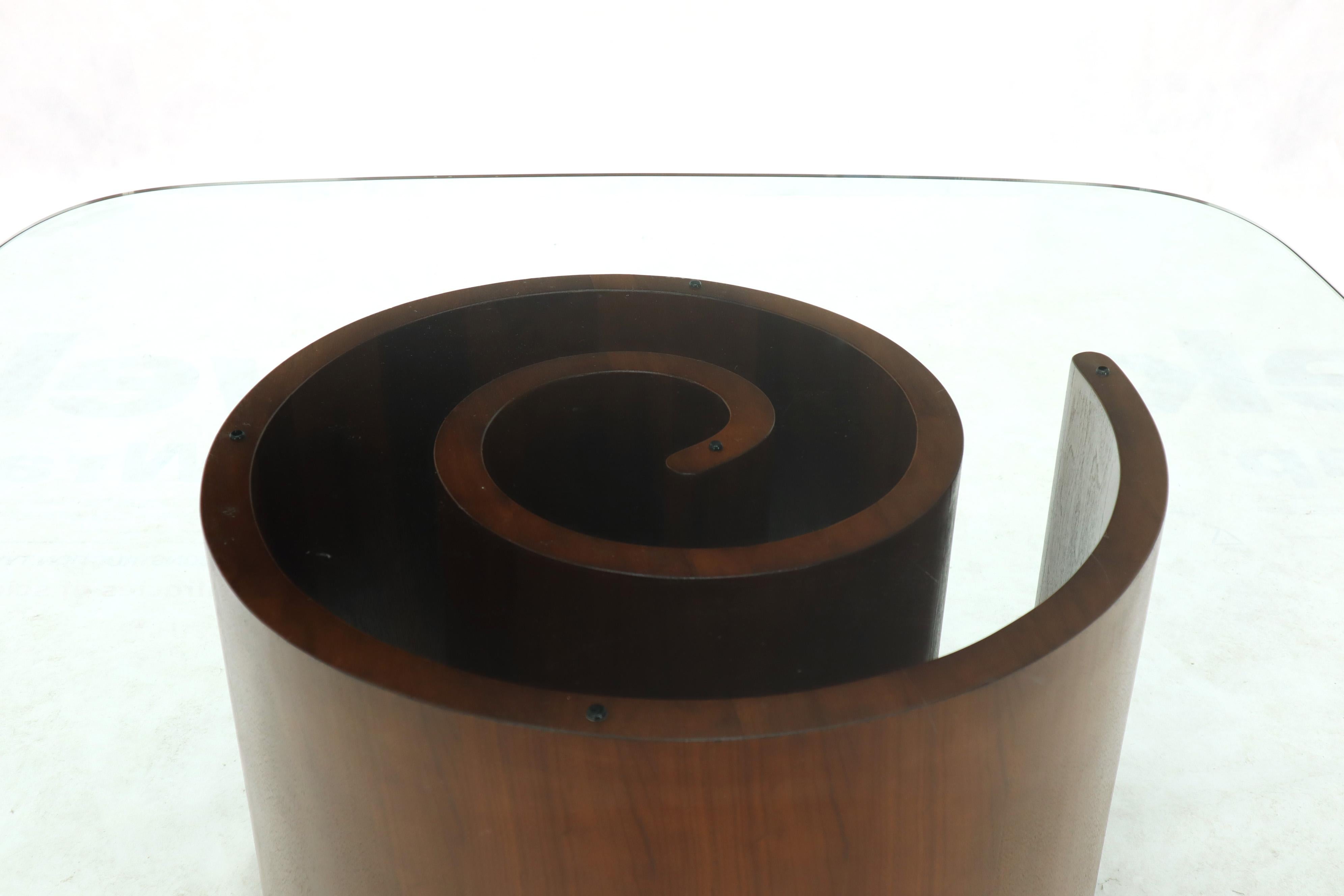 Vladimir Kagan Walnut and Glass Snail Rounded Rectangle Coffee Table 1