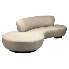 Vladimir Kagan, Walnut, Fabric, Monumental Serpentine Sofa, USA, 2000s