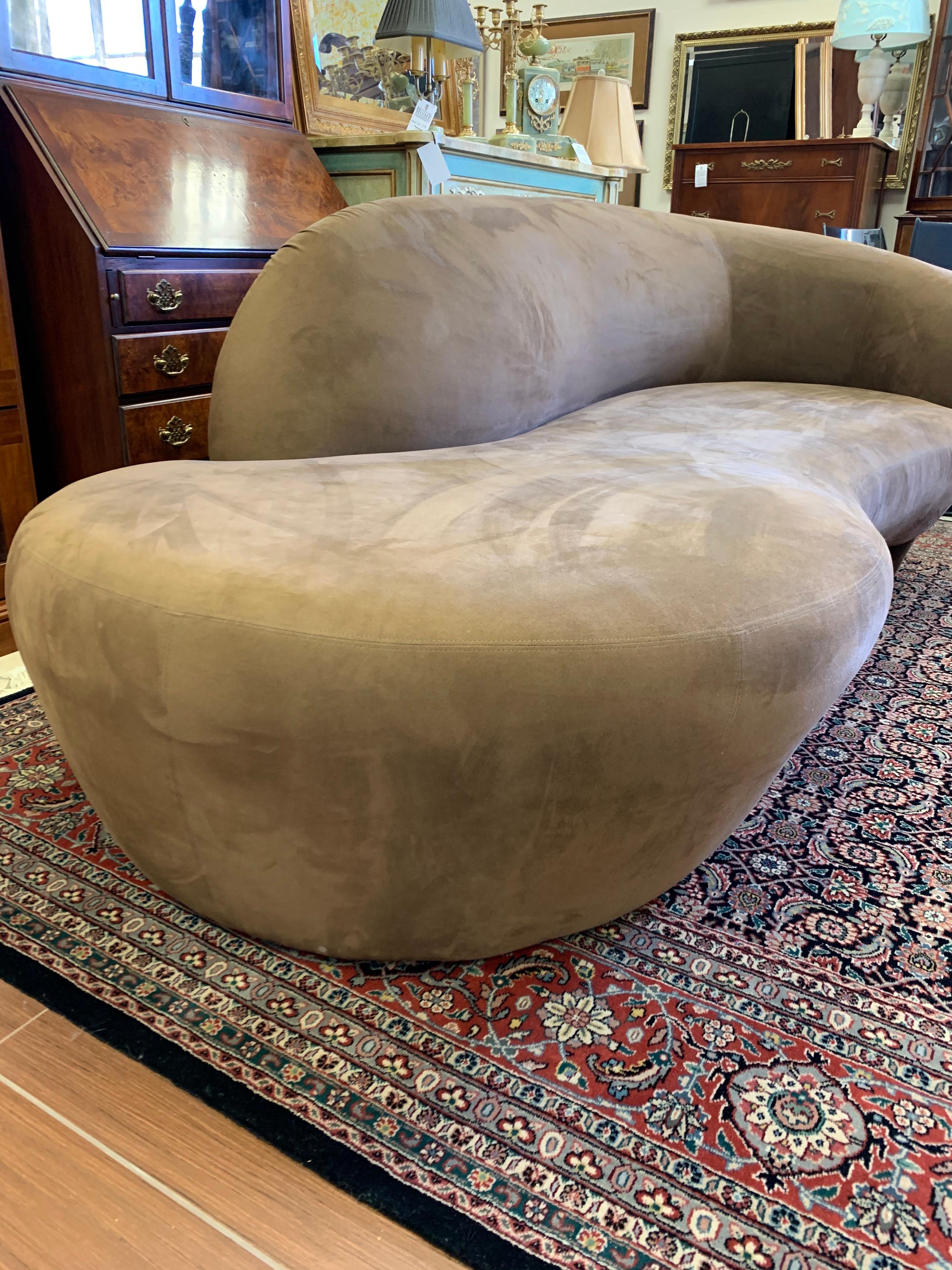 Late 20th Century Vladimir Kagan Weiman Preview Chaise Lounge Longue Sofa Chocolate Brown Suede