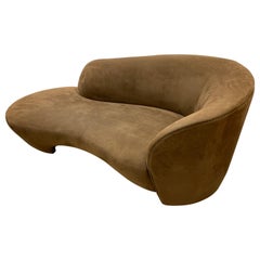 Vladimir Kagan Weiman Preview Chaise Lounge Longue Sofa Chocolate Brown Suede