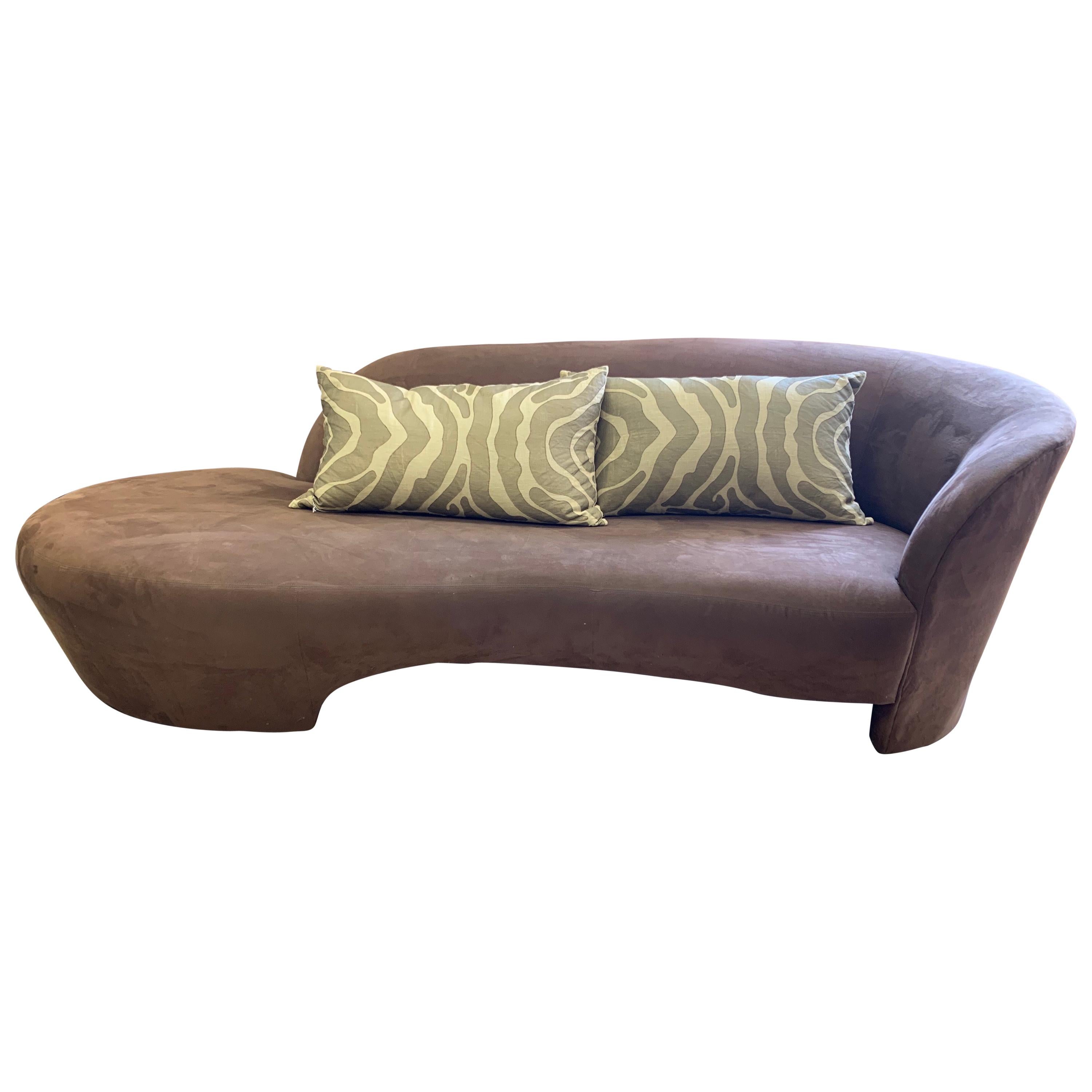 Vladimir Kagan Weiman Preview Chaise Lounges Longes Sofa Chocolate Brown Suede