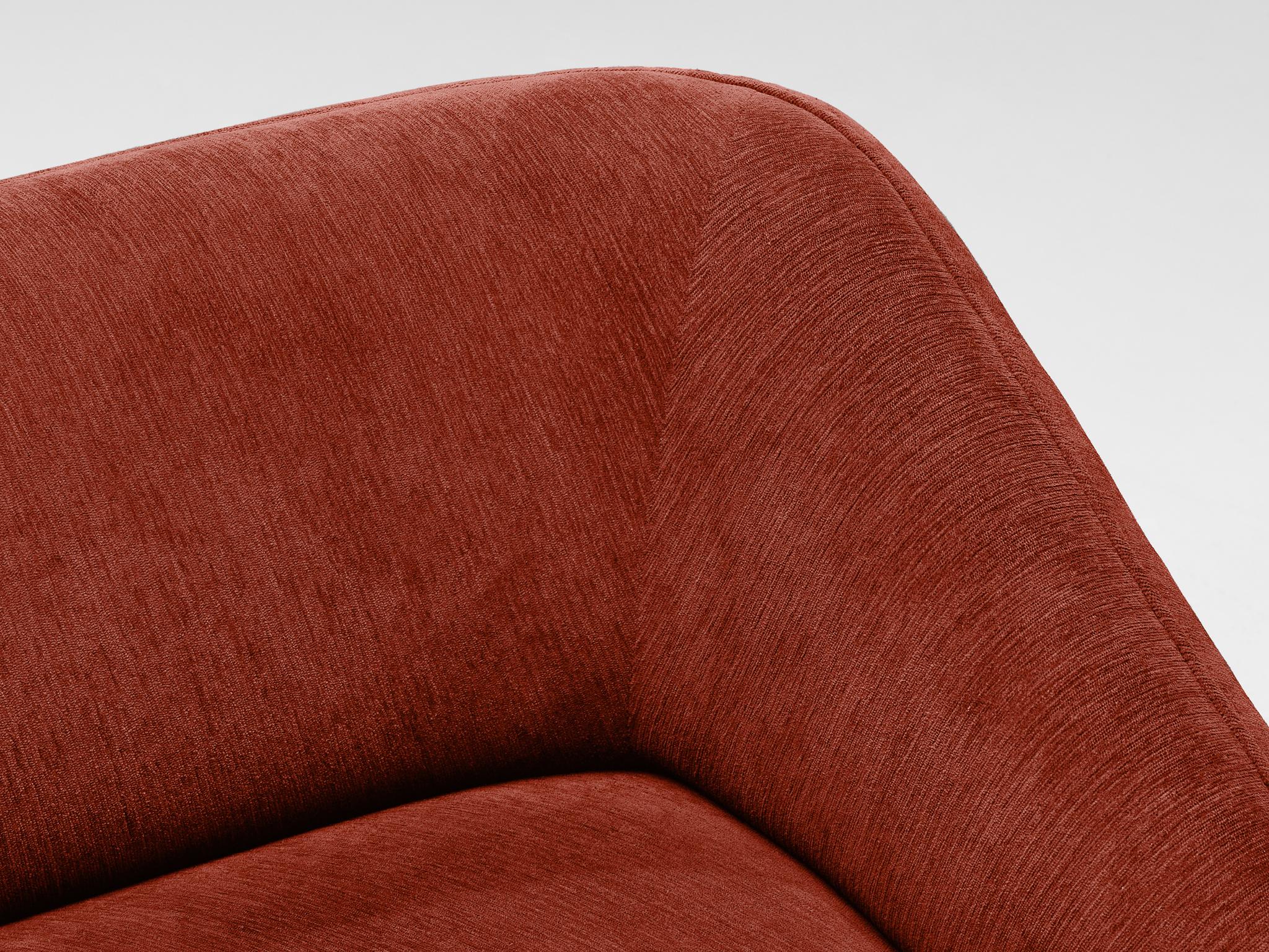 Vladimir Kagan 'Wide Angle' Sofa mit rotbraunem Bezug und Nussbaumholz  im Angebot 4