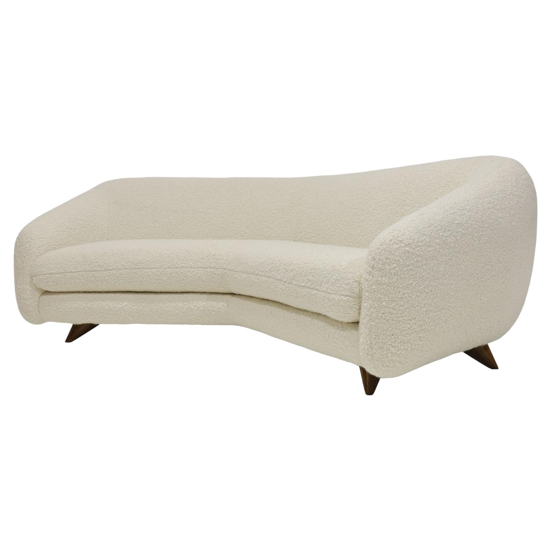 Vladimir Kagan Wide Angle Tangent Sofa, Model 506, in Holly Hunt Teddy, 1950s For Sale